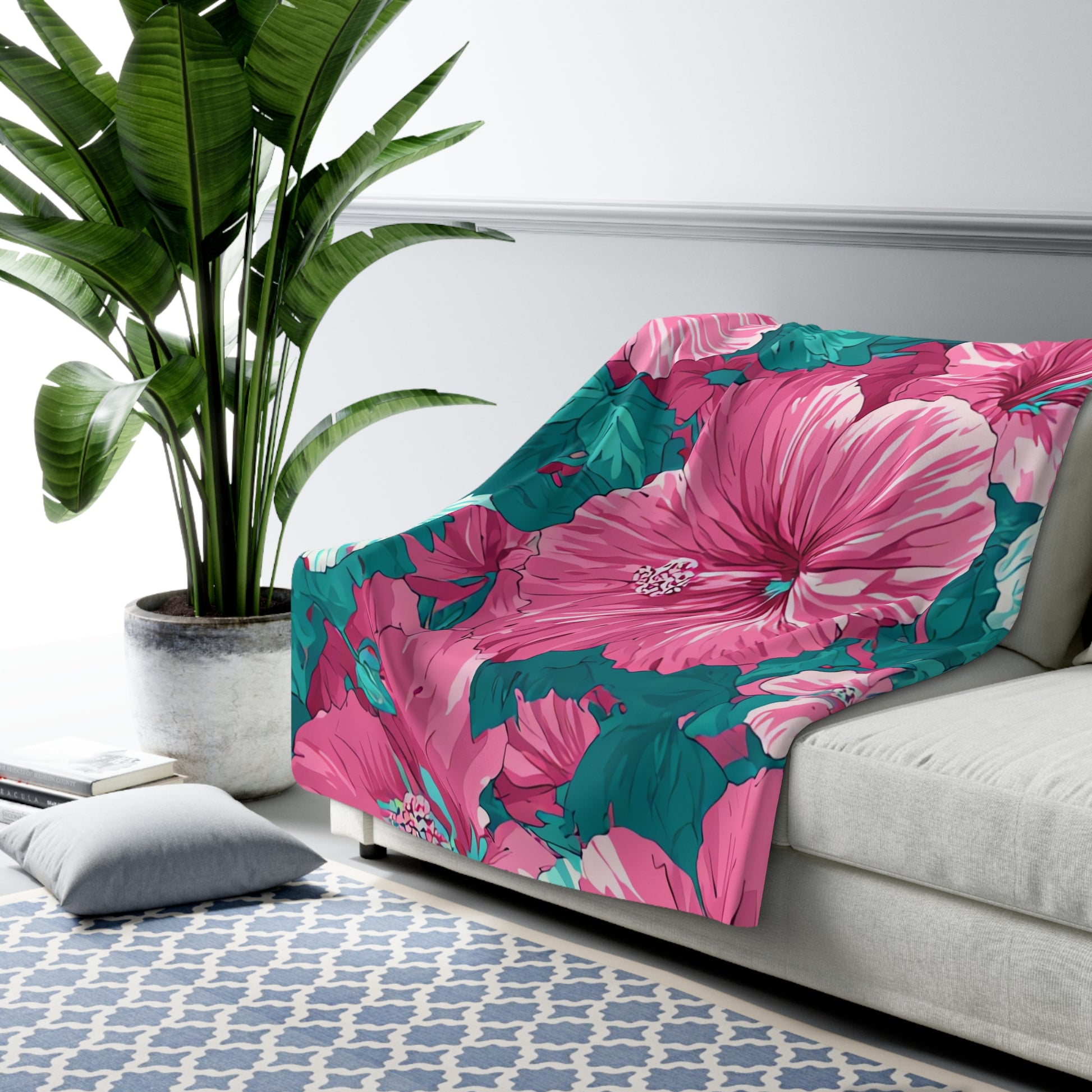 Flowerpunk Aloha Sherpa Fleece Blanket, Artsulli - Art is Long, Life is Short, Home Decor, , , , , , , 