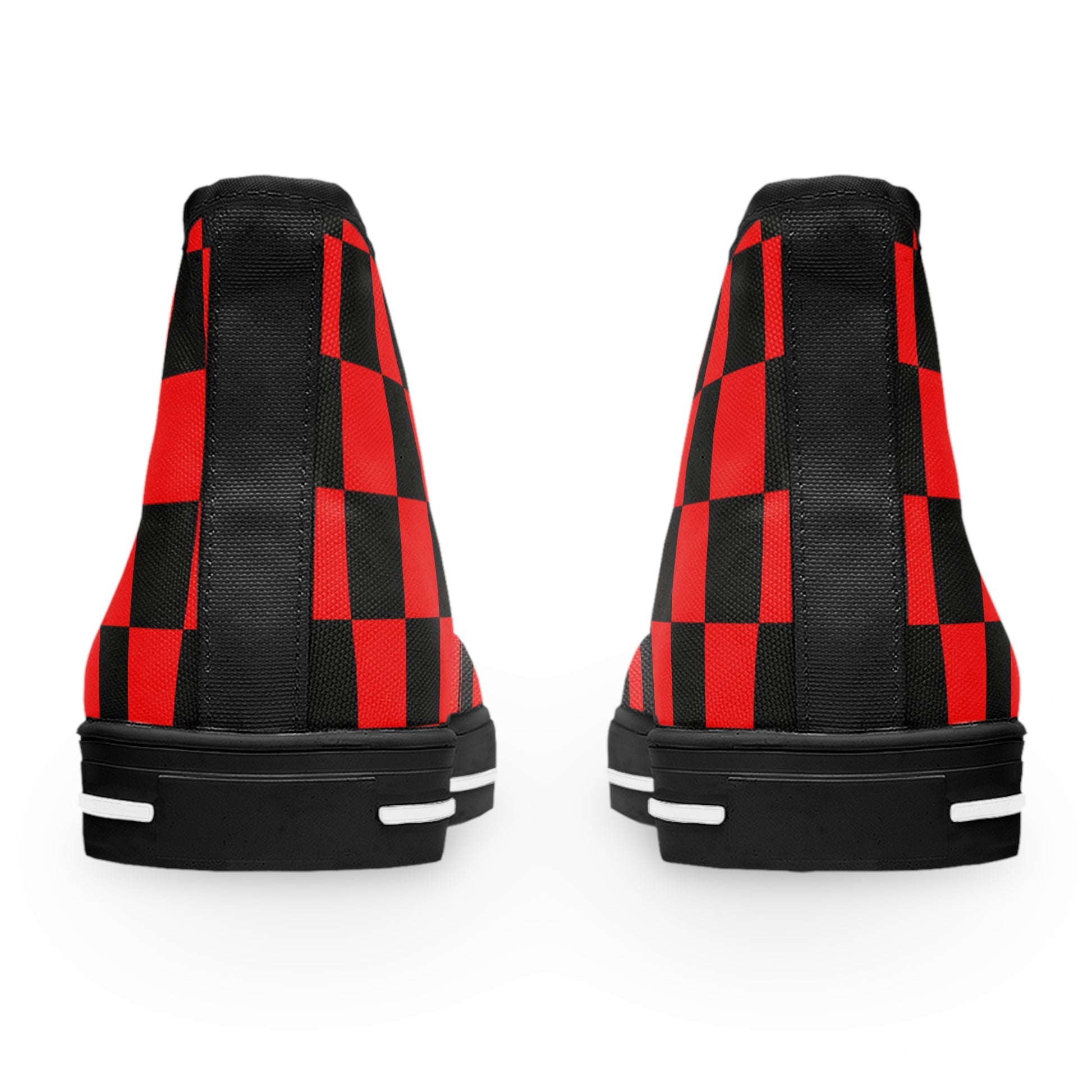 Checkerboard Red and Black Women's High Top Sneakers, Artsulli - Art is Long, Life is Short, Shoes, , , , , , , 
