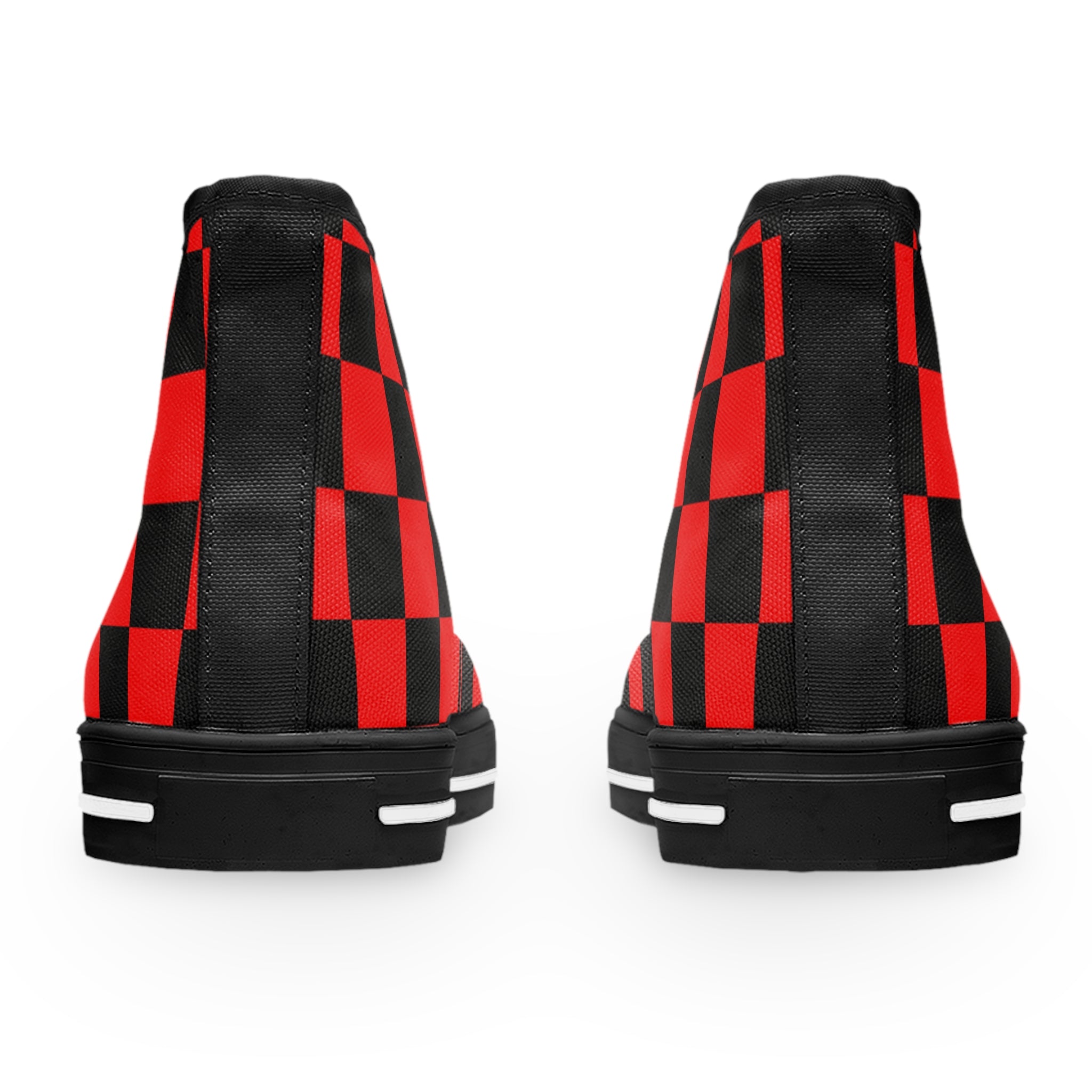 Checkerboard Red and Black Women's High Top Sneakers, Artsulli - Art is Long, Life is Short, Shoes, , , , , , , 