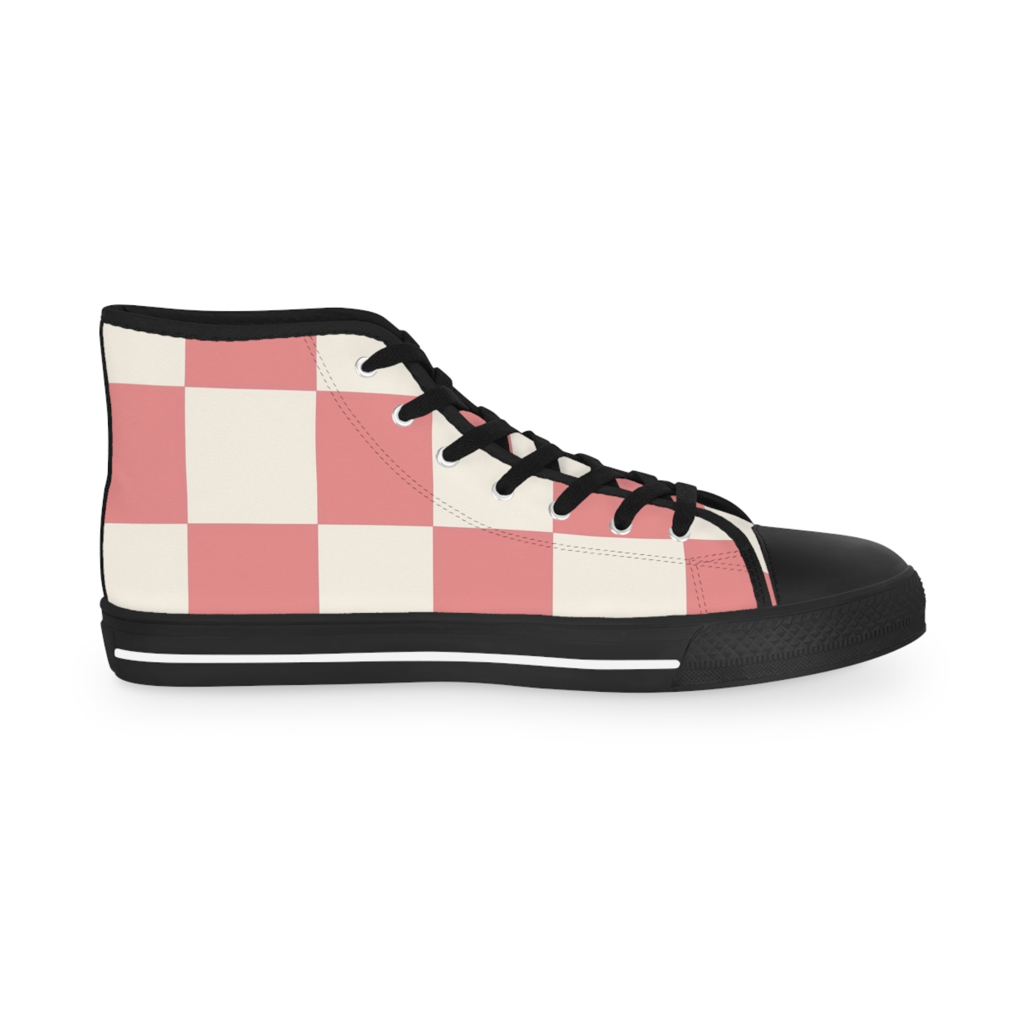 Retro Checkered Grassland Sprites Men's High Top Sneakers, Artsulli - Art is Long, Life is Short, Shoes, , , , , , , 