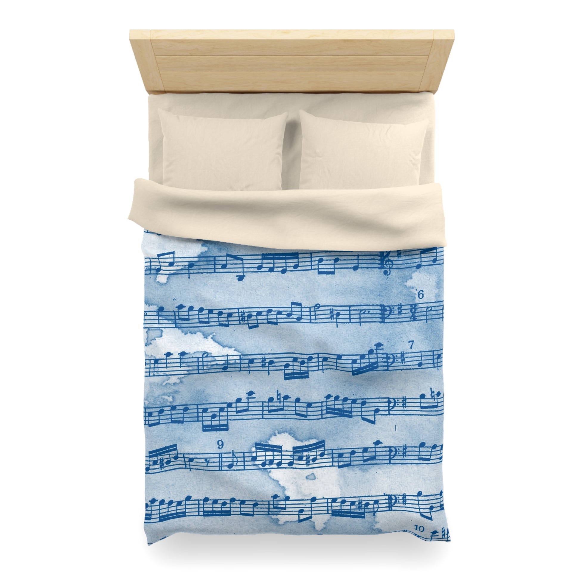 Drip Spill Type Beat Sheet Music Blue Microfiber Duvet Cover, Artsulli - Art is Long, Life is Short, Home Decor, , , , , , , 