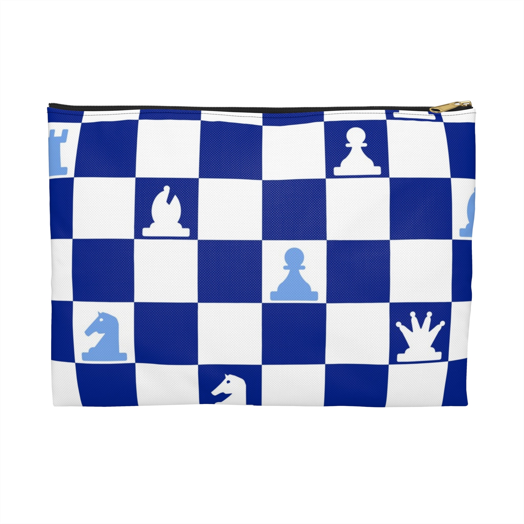 Chessboard Navy Blue Accessory Pouch, Artsulli - Art is Long, Life is Short, Bags, Size, Large, Color, Black zipper, , , 12708601083662149220