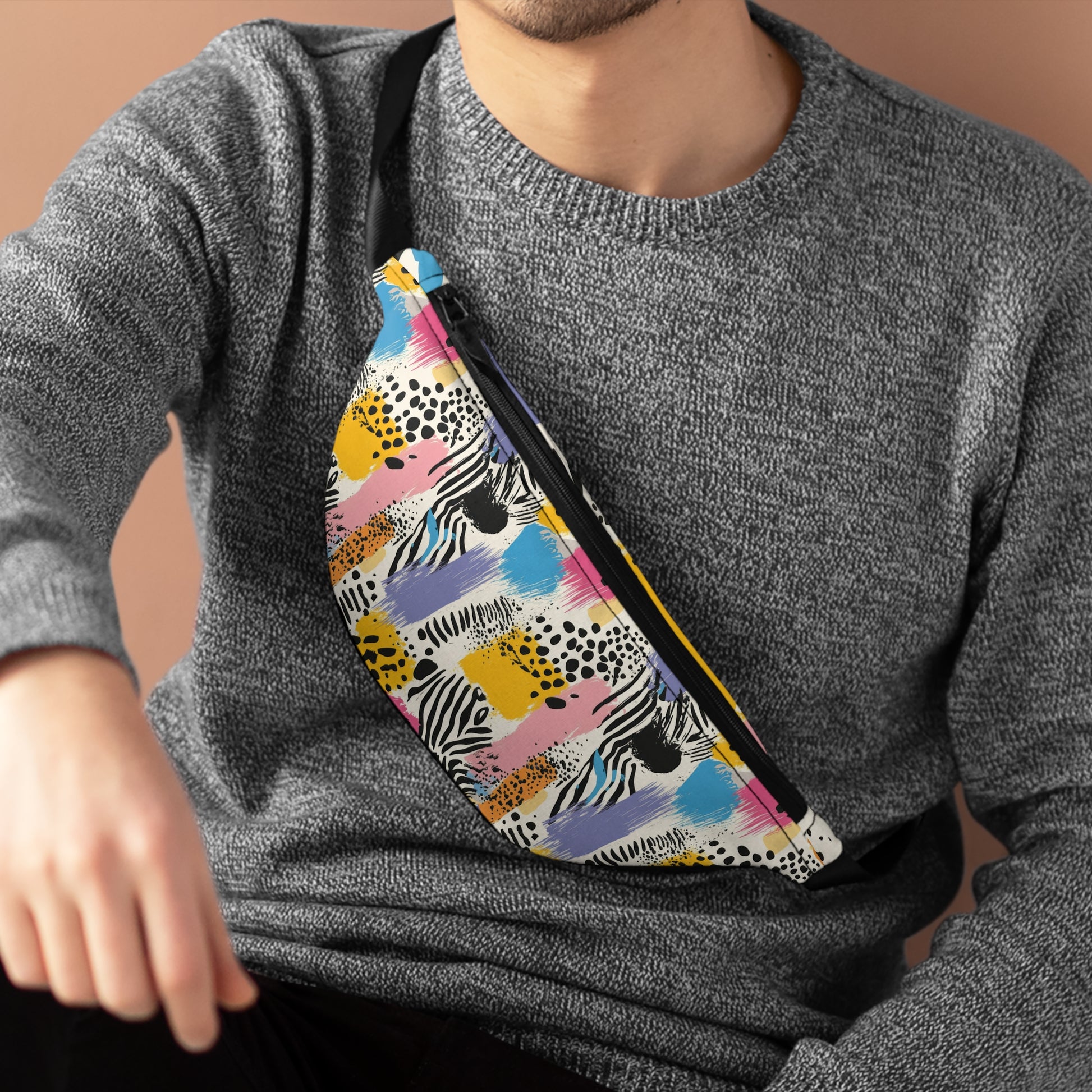Rae Zebra Rhapsody II Fanny Pack, Artsulli - Art is Long, Life is Short, Bags, , , , , , , 