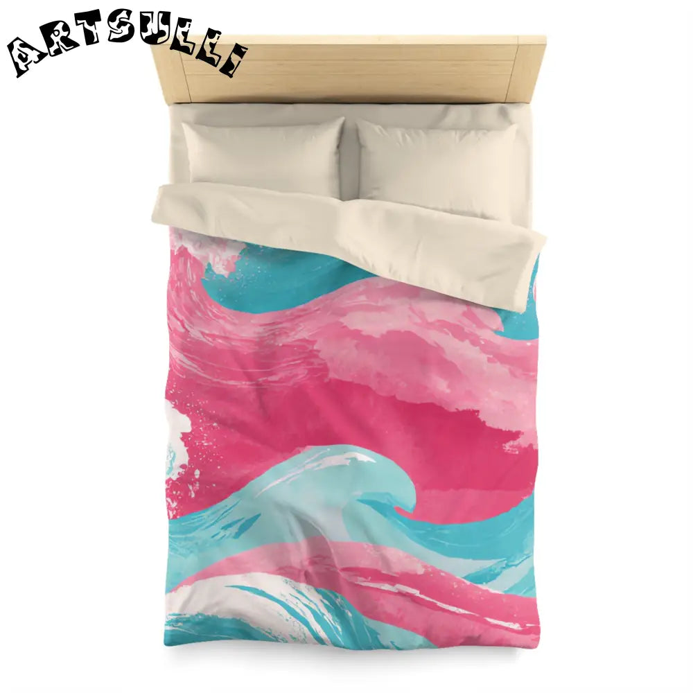 JAKKOUTTHEBXX The Great Pastelwave Pink and Blue Microfiber Duvet