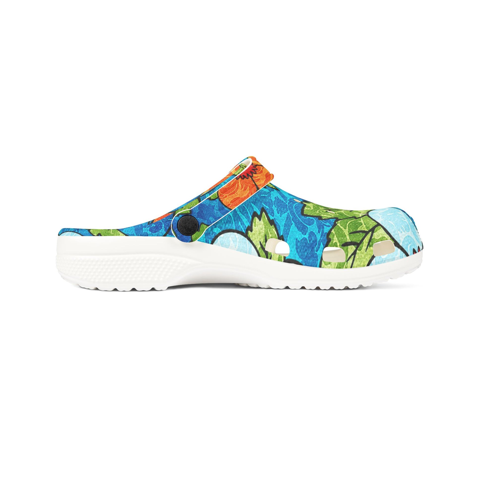Blue Orange Groovy EVA Foam Rubber Shoes (AOP), Artsulli - Art is Long, Life is Short, Shoes, , , , , , , 
