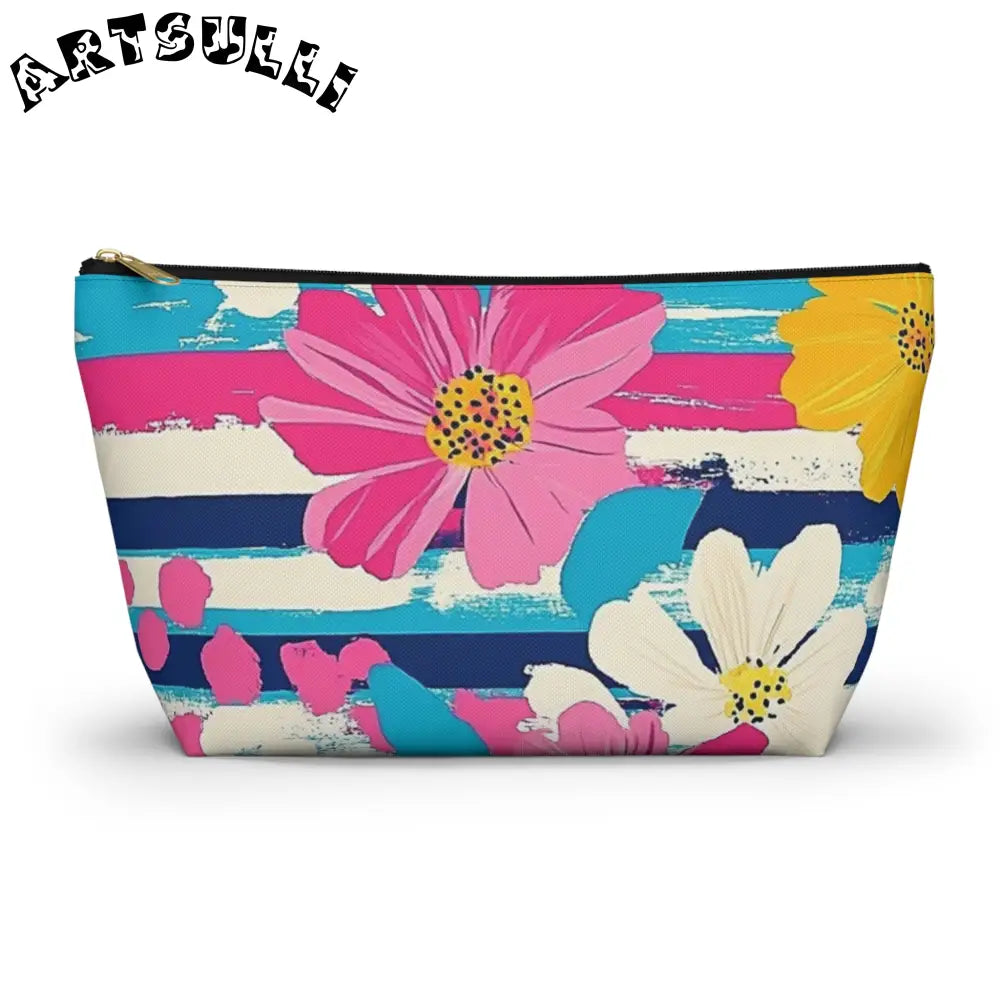 JAKKOUTTHEBXX Dayglo Floral Stripes II Multi-Color Accessory Pouch w