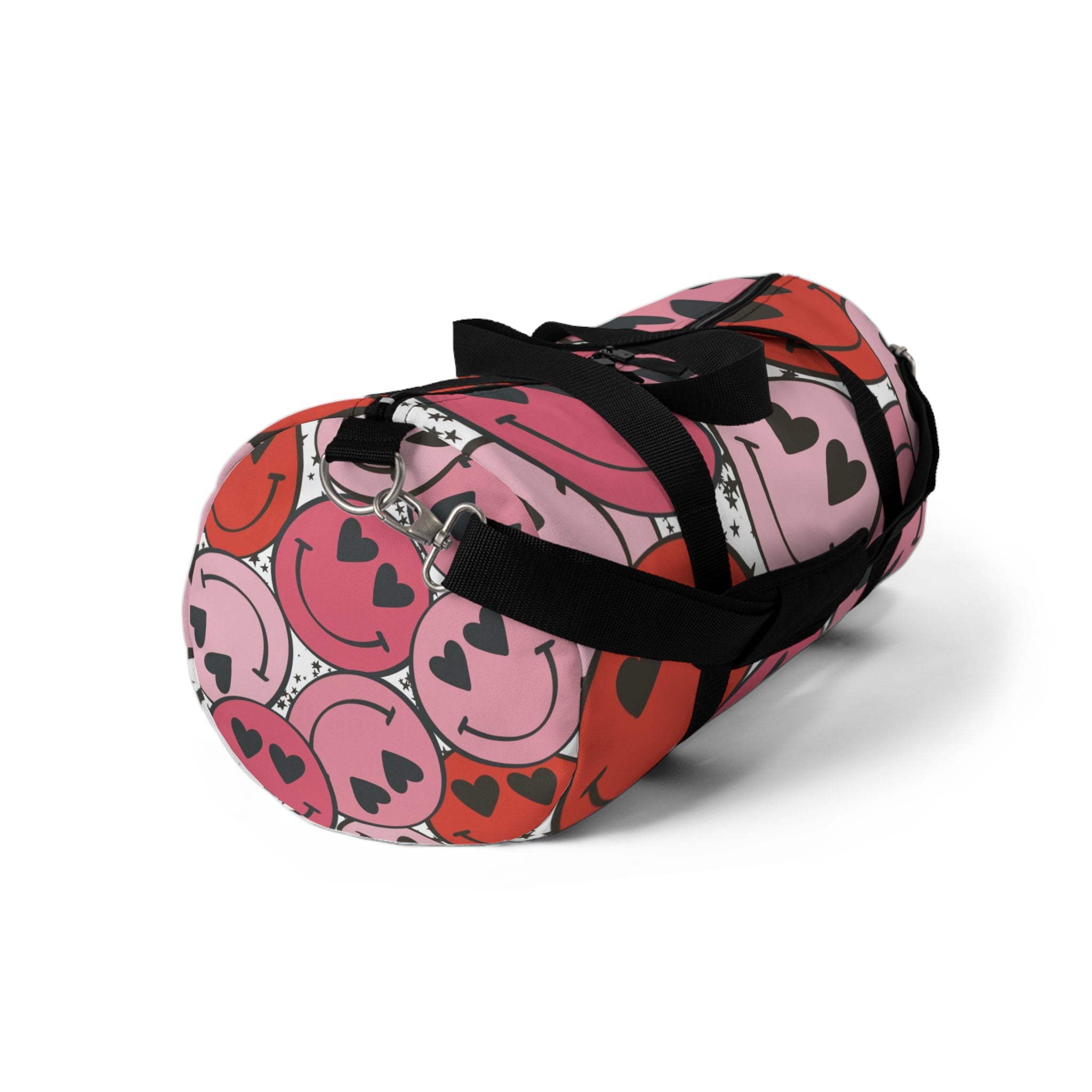 Smiley Face x Heart Eyes Pink and Red Duffel Bag, Artsulli - Art is Long, Life is Short, Bags, , , , , , , 
