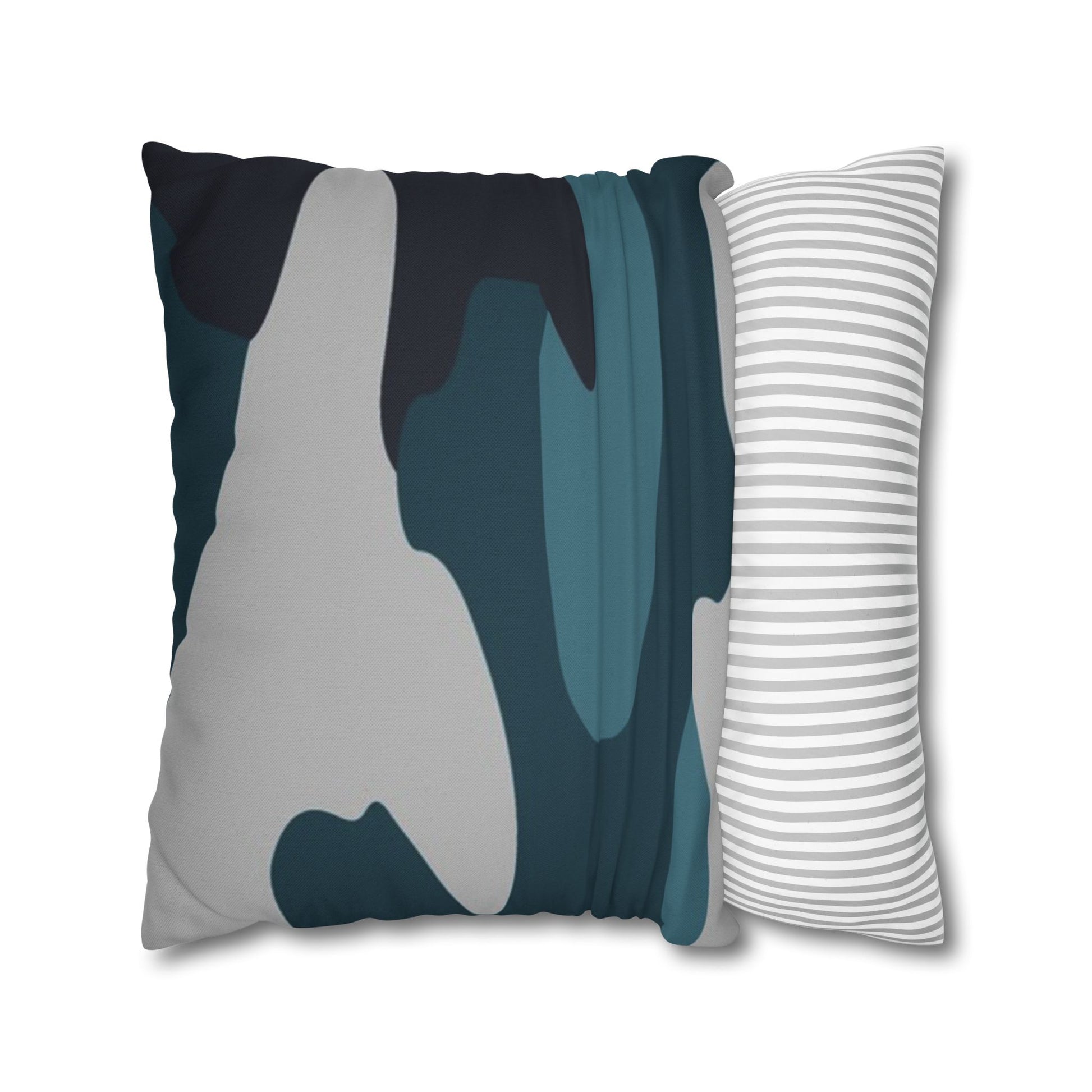 Blue Camouflage Spun Polyester Square Pillowcase, Artsulli - Art is Long, Life is Short, Home Decor, , , , , , , 
