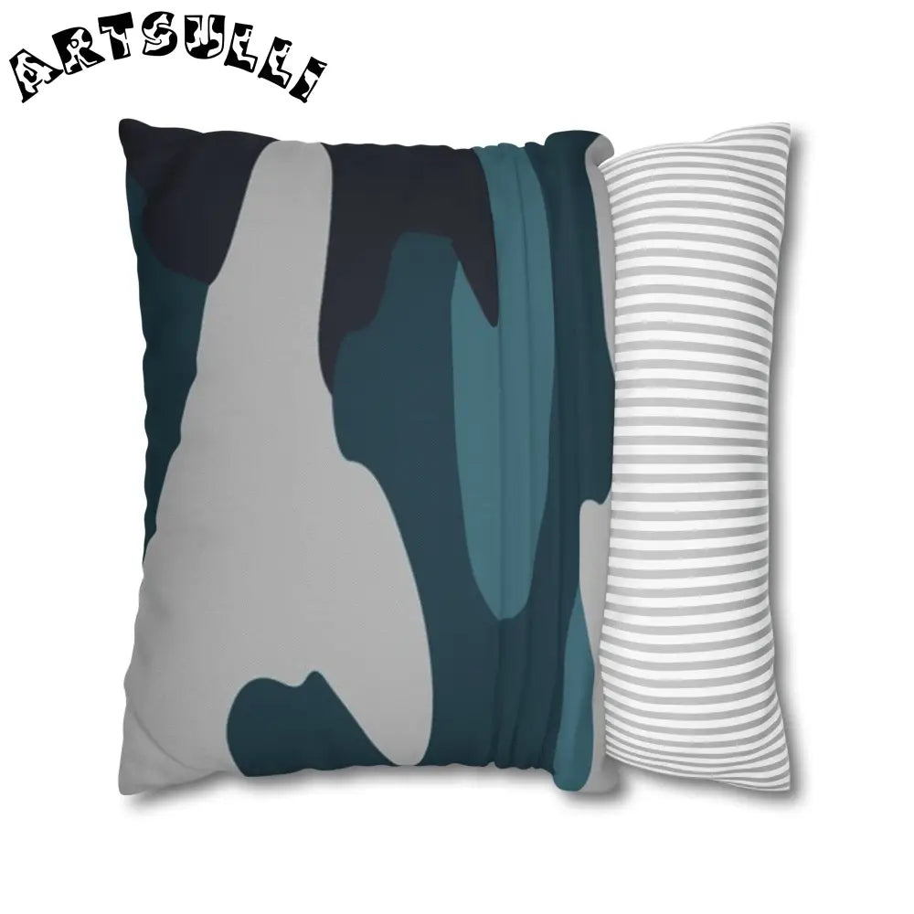 JAKKOUTTHEBXX Blue Camouflage Spun Polyester Square Pillowcase