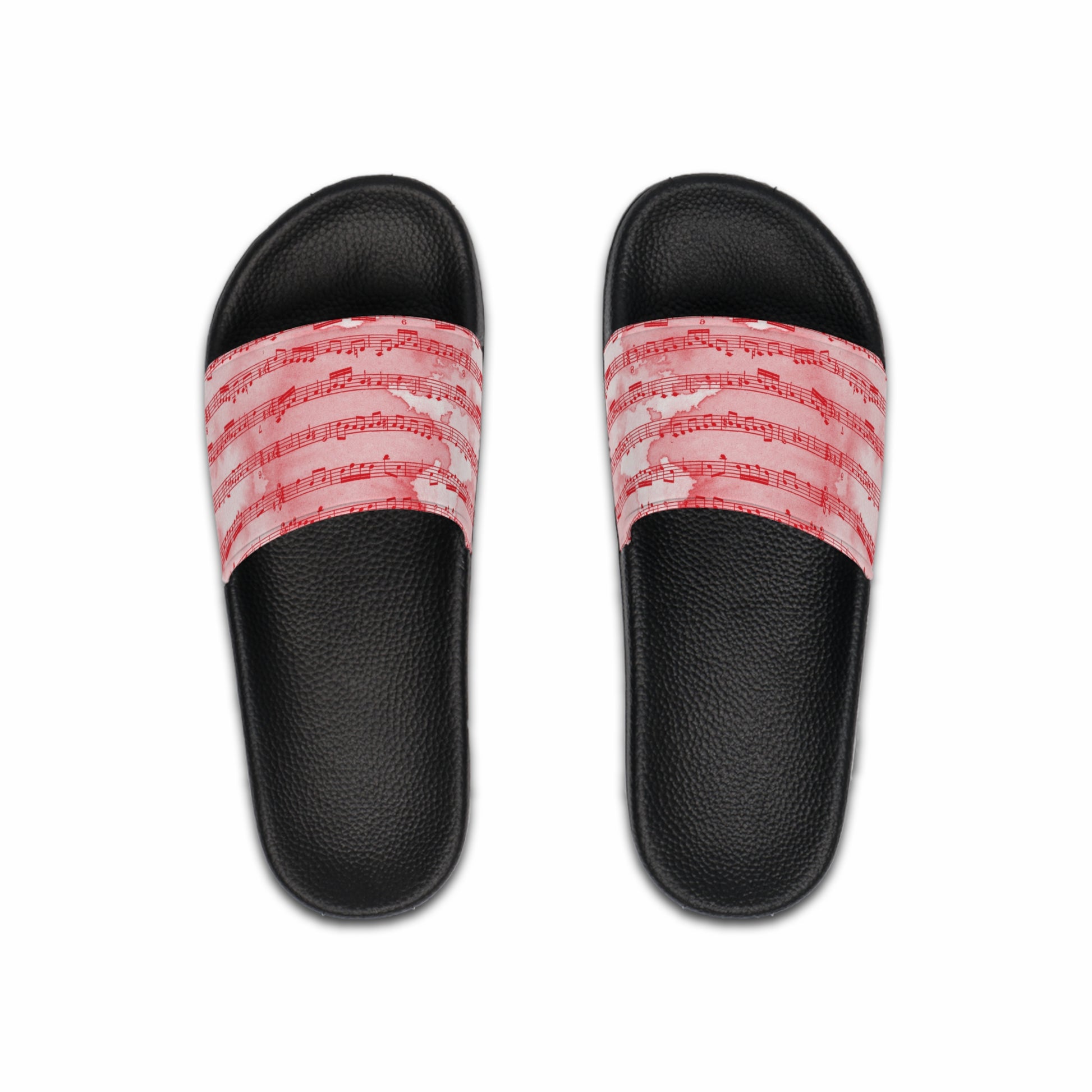 Drip Spill Type Beat Sheet Music Red Men's Slide Sandals, Artsulli - Art is Long, Life is Short, Shoes, Color, Black sole, Size, US 6, , , 33422434268236812959