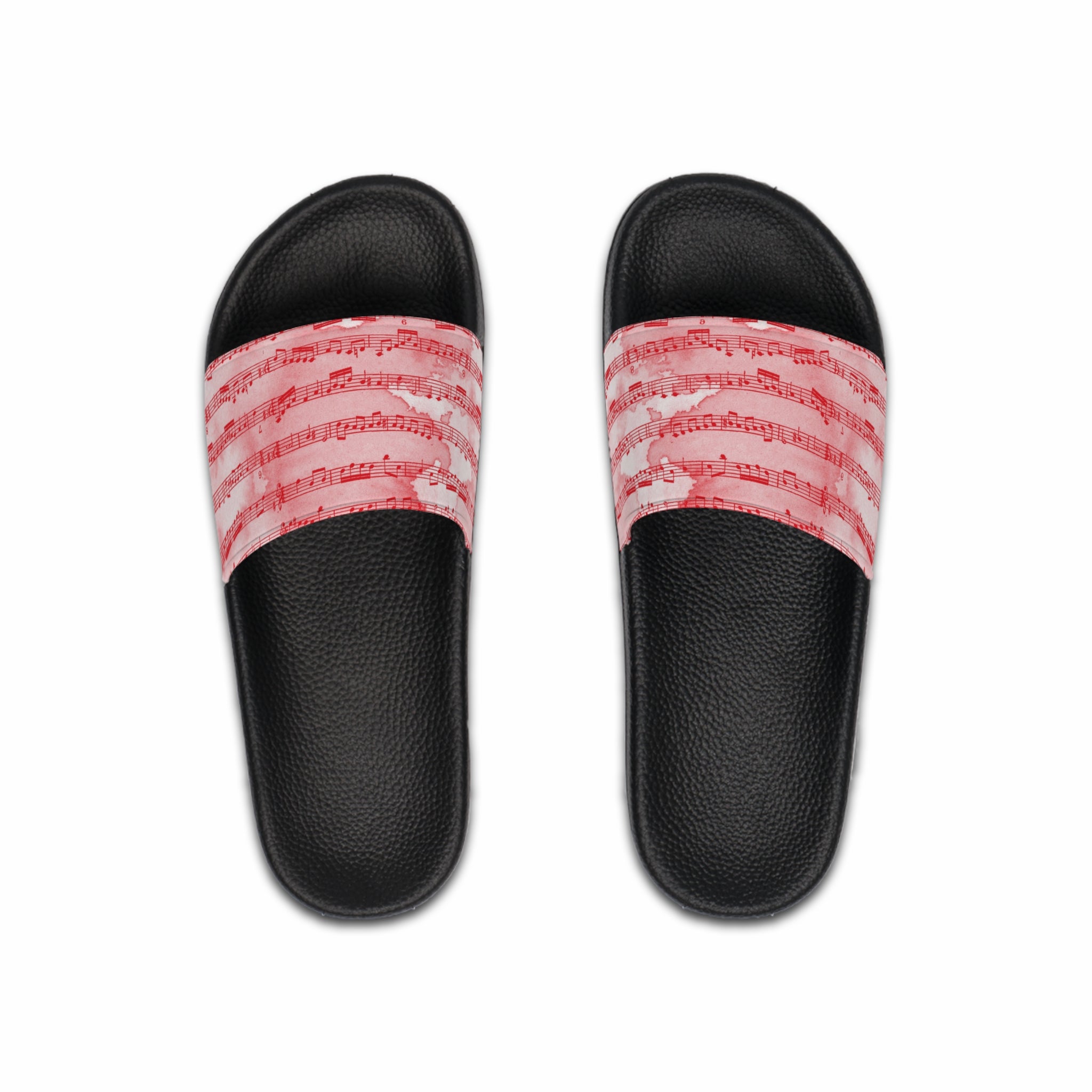 Drip Spill Type Beat Sheet Music Red Men's Slide Sandals, Artsulli - Art is Long, Life is Short, Shoes, Color, Black sole, Size, US 6, , , 33422434268236812959