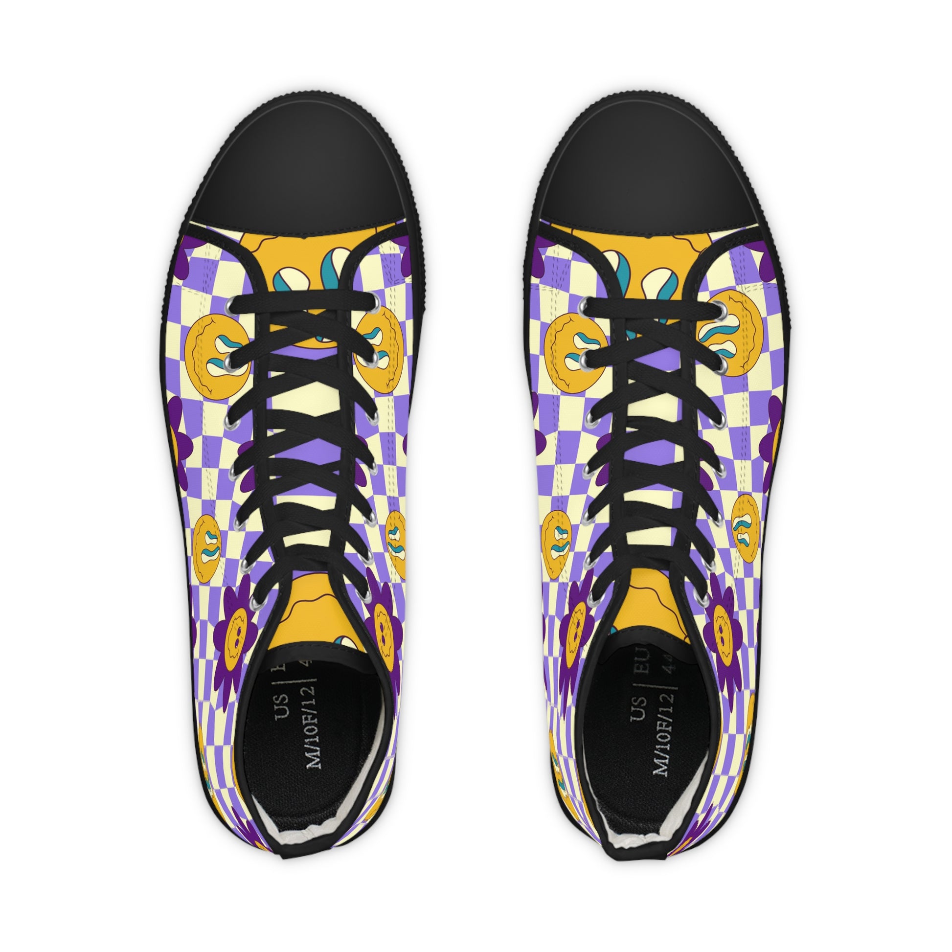 Trippy Flower Power Motifs II Men's High Top Sneakers, Artsulli - Art is Long, Life is Short, Shoes, , , , , , , 