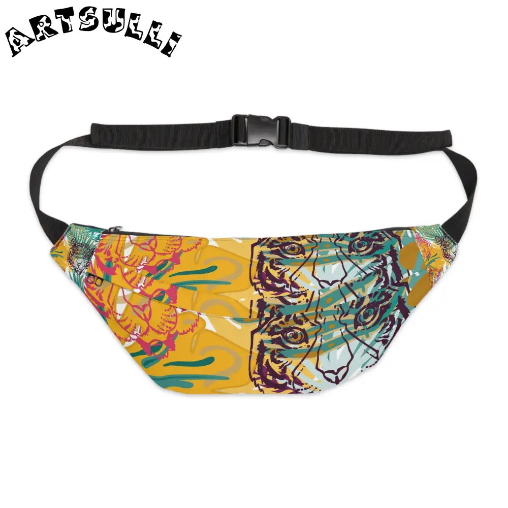 JAKKOUTTHEBXX Tropical Jungle Tigers Brown and Green Large Fanny
