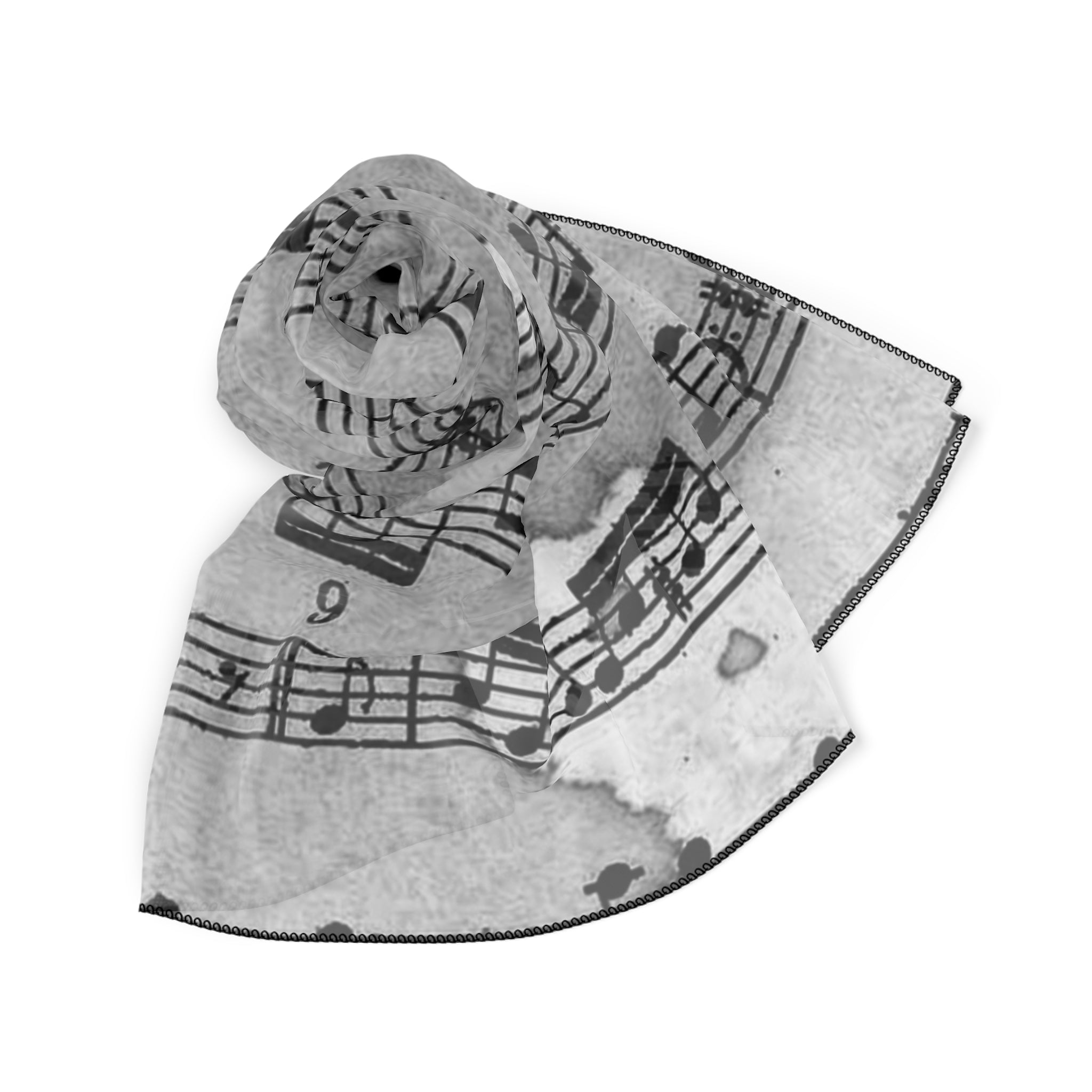Drip Spill Type Beat Sheet Music Black Poly Scarf, Artsulli - Art is Long, Life is Short, Accessories, , , , , , , 