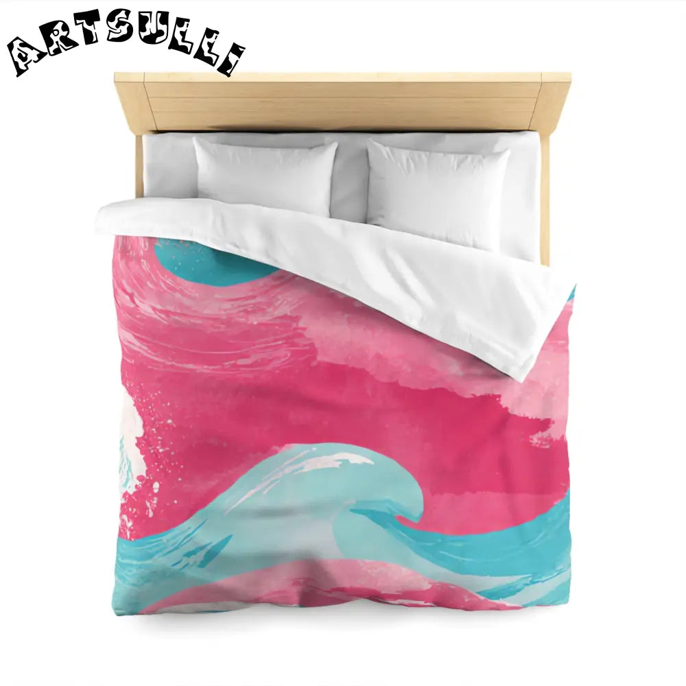 JAKKOUTTHEBXX The Great Pastelwave Pink and Blue Microfiber Duvet