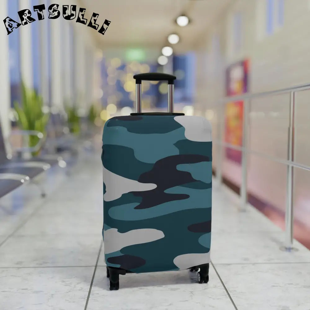 JAKKOUTTHEBXX Blue Camouflage Luggage Cover JAKKOUTTHEBXX Artsulli
