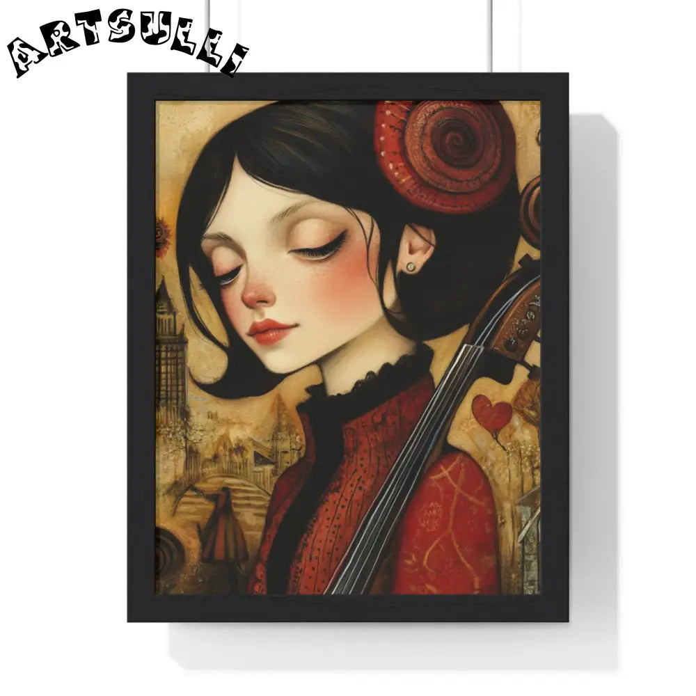 JAKKOUTTHEBXX Dark Haired Woman Playing Instrument Framed Poster 2025