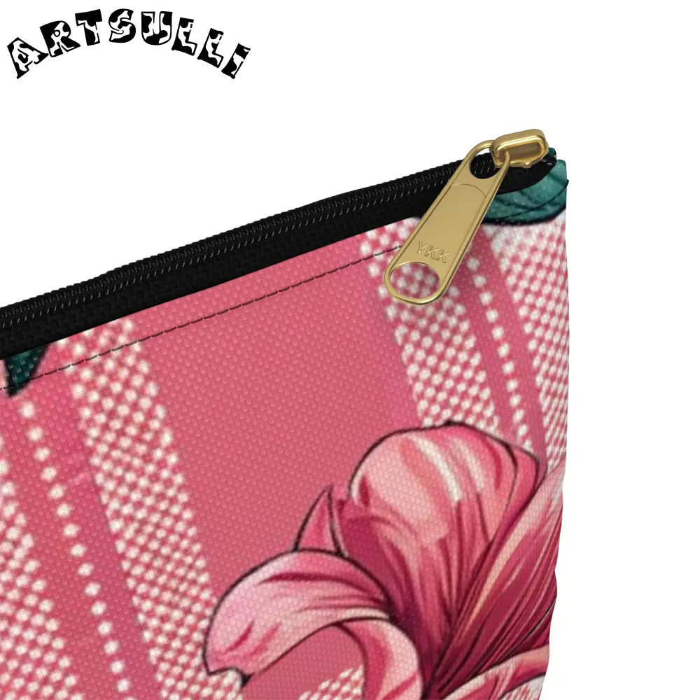 JAKKOUTTHEBXX Plaid x Floral Burgundy and Green Accessory Pouch