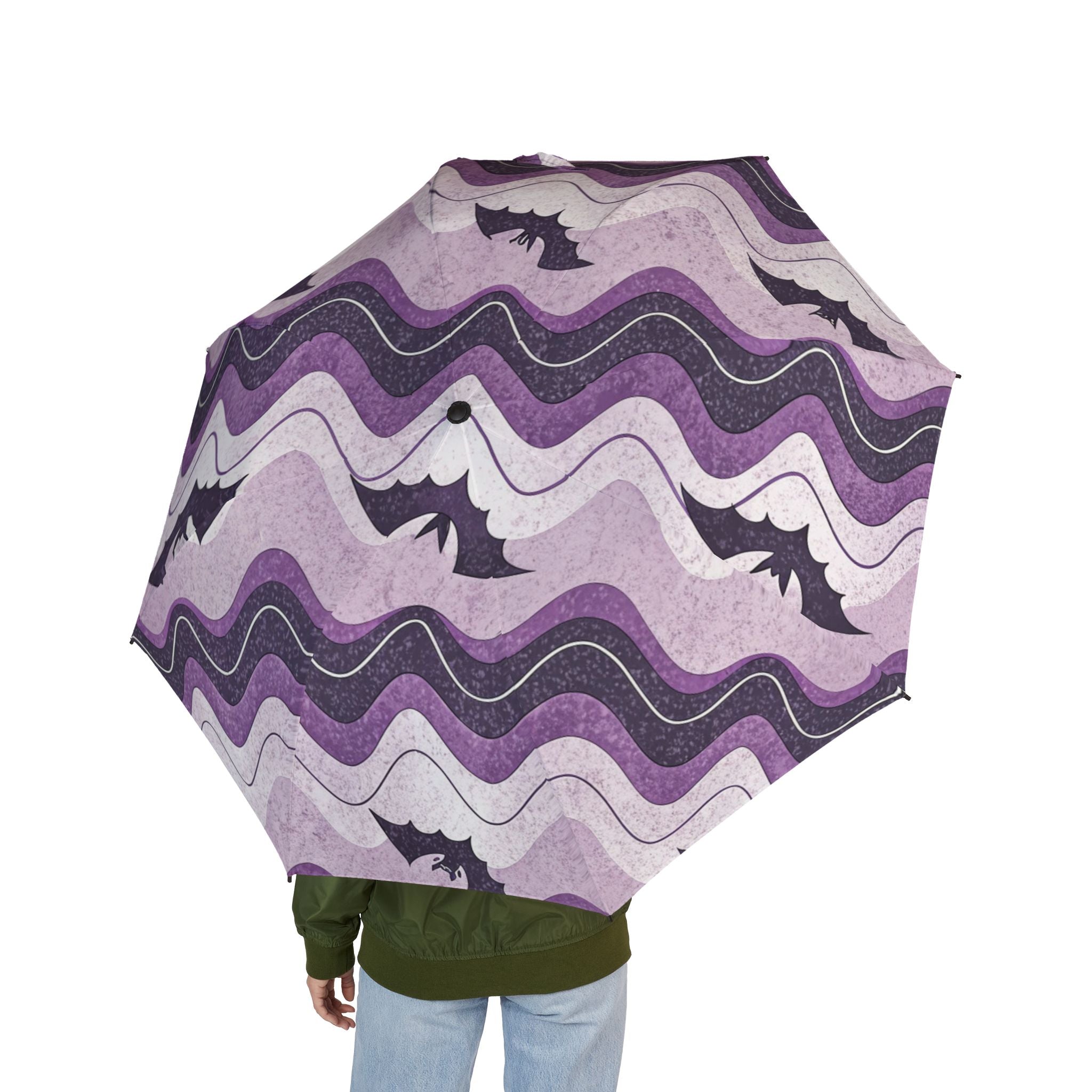 Bat Wave Semi-Automatic Foldable Umbrella, Artsulli - Art is Long, Life is Short, Accessories, , , , , , , 