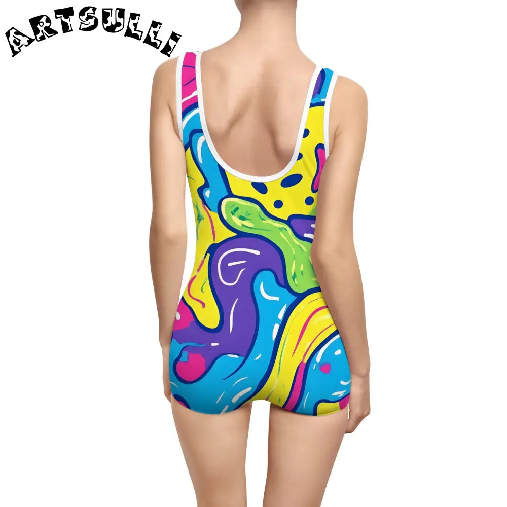 JAKKOUTTHEBXX Colorful Abstract Print Boyleg One-Piece 2025