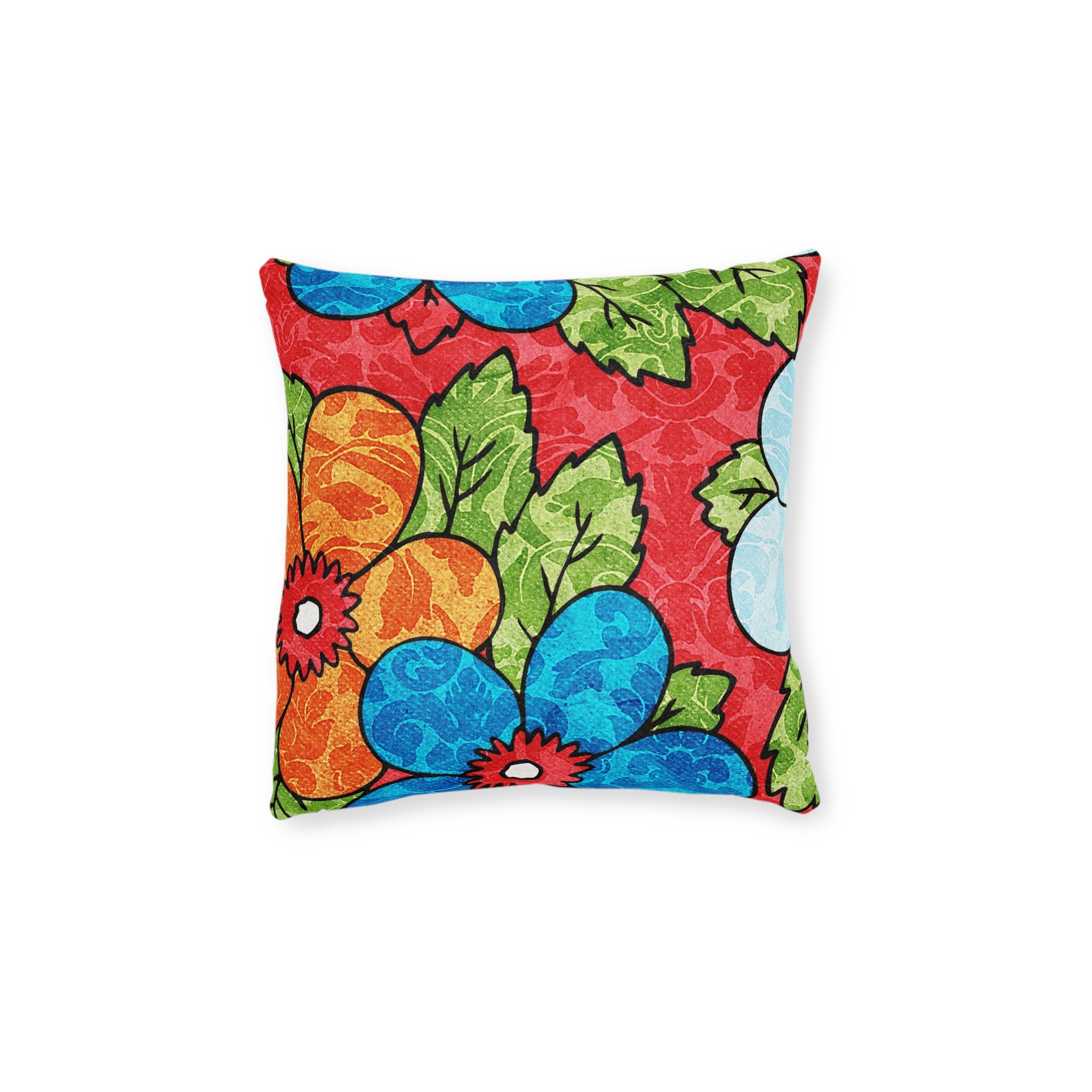 Groovy Red Floral Kl Square Pillow, Artsulli - Art is Long, Life is Short, Home Decor, Size, 12" × 12", , , , , 66092707293909837458