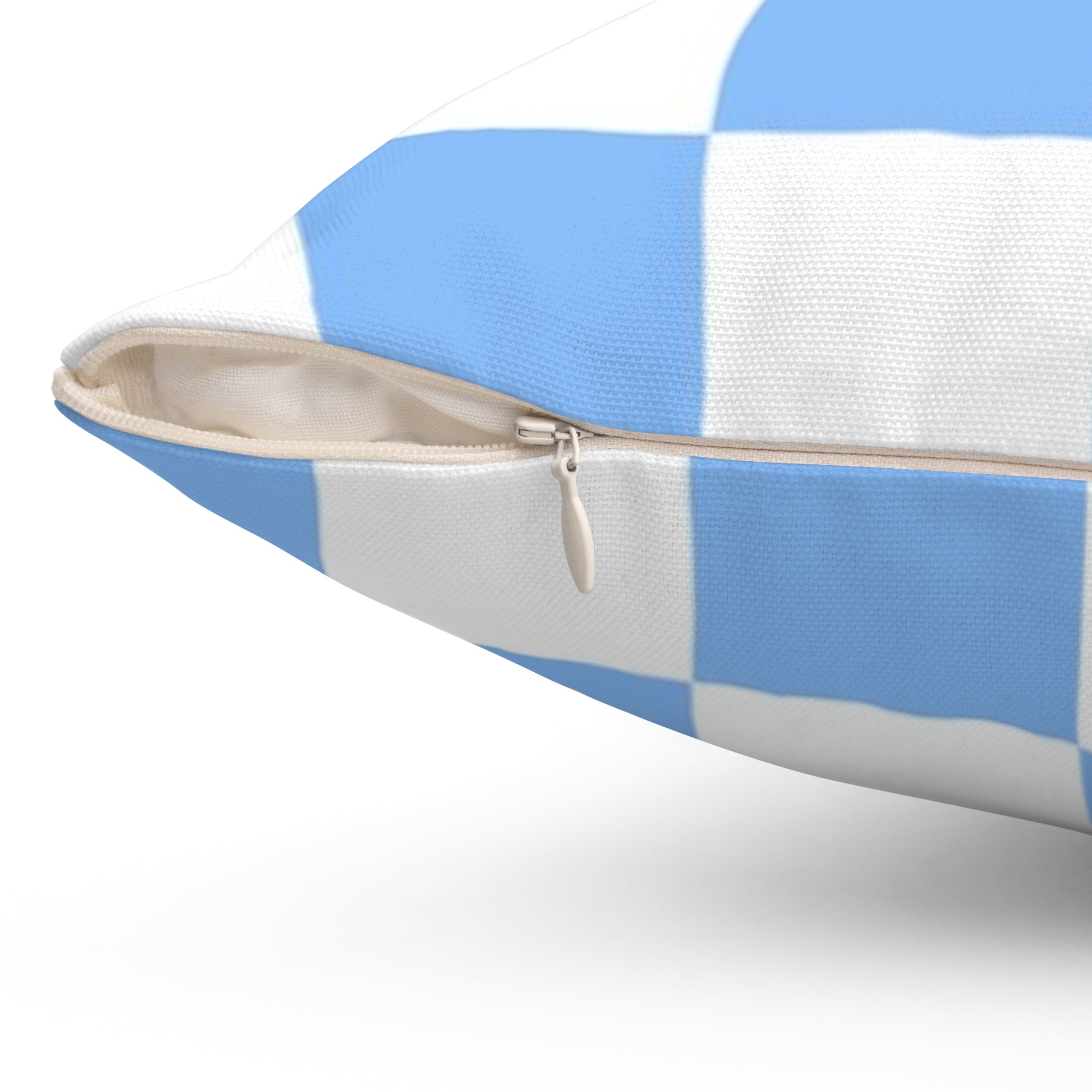 Checkerboard White and Light Blue Spun Polyester Square Pillow, Artsulli - Art is Long, Life is Short, Home Decor, , , , , , , 