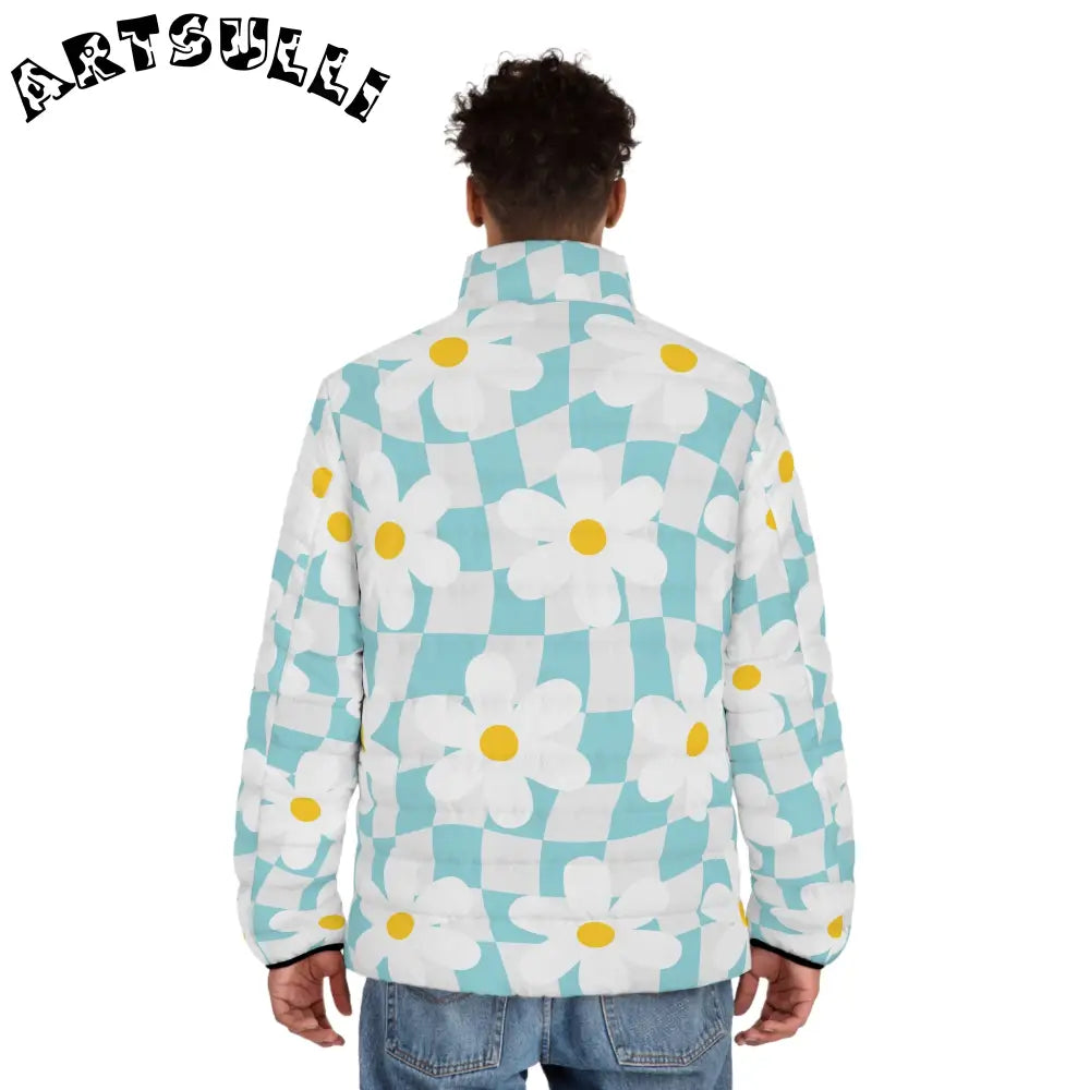 JAKKOUTTHEBXX Trippy Check Garden Men’s Puffer Jacket (AOP)