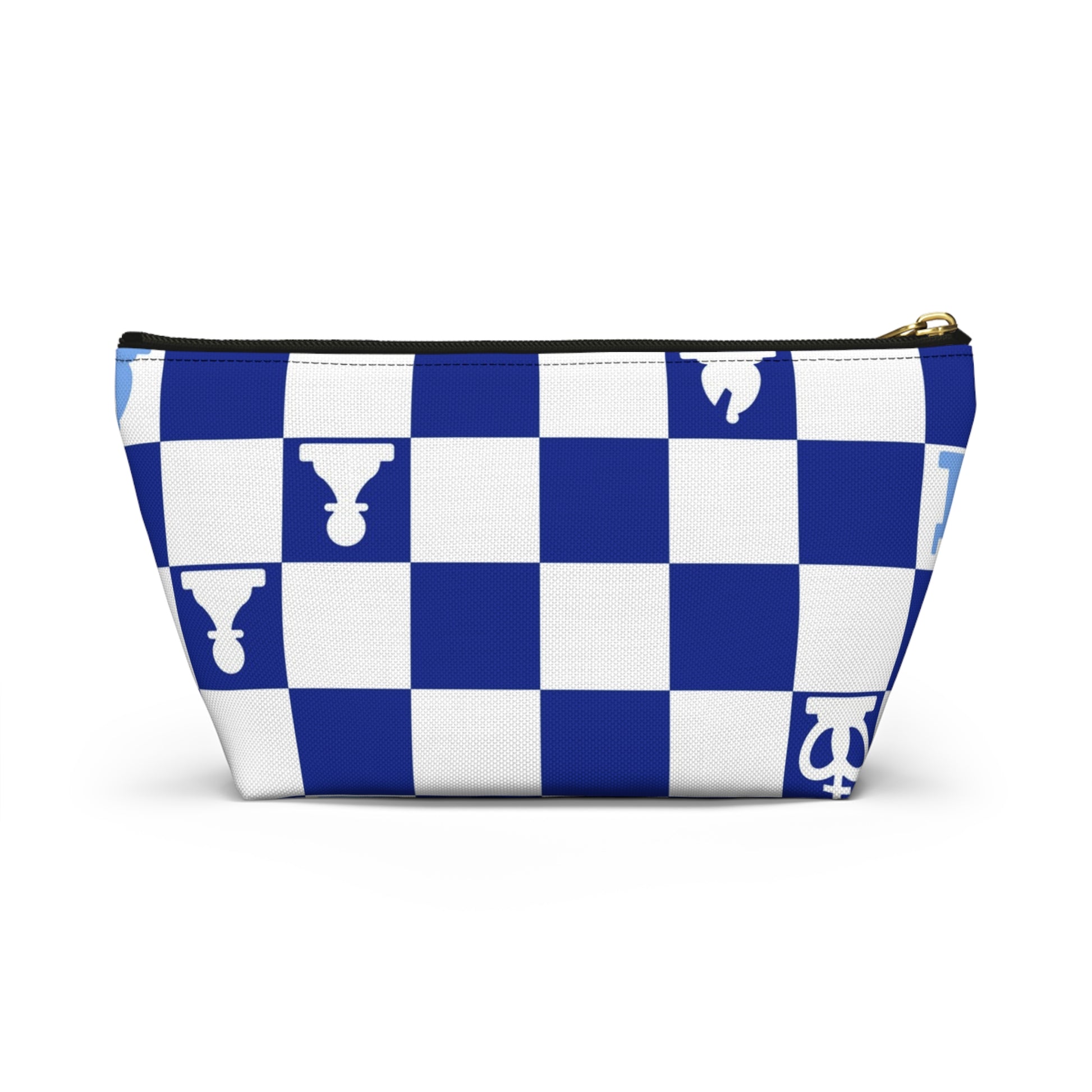 Chessboard Navy Blue Accessory Pouch w T-bottom, Artsulli - Art is Long, Life is Short, Bags, , , , , , , 