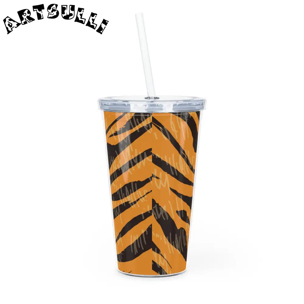 JAKKOUTTHEBXX Tiger Scratches Orange & Black Plastic Tumbler