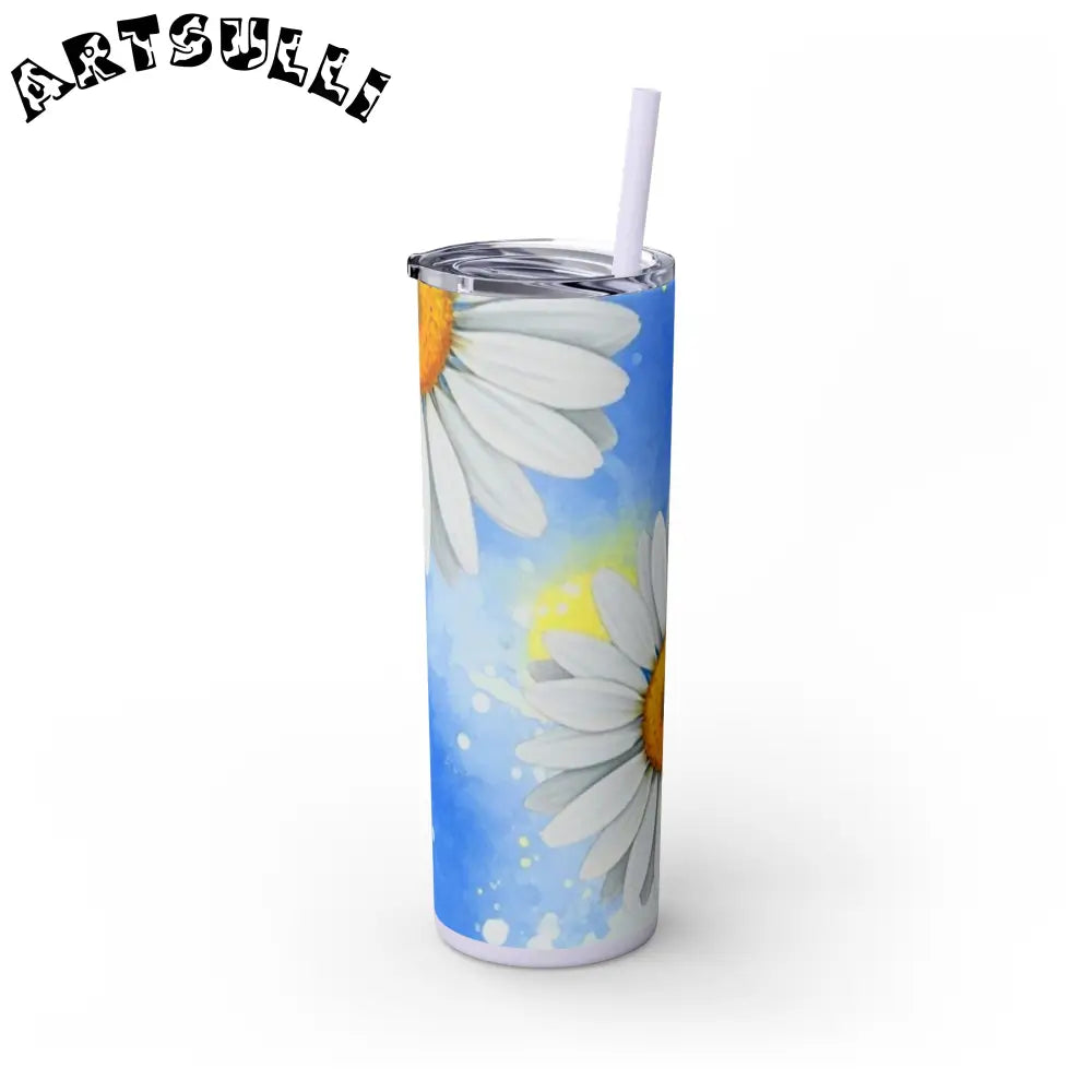 JAKKOUTTHEBXX Daisies Skinny Tumbler with Straw 20oz JAKKOUTTHEBXX