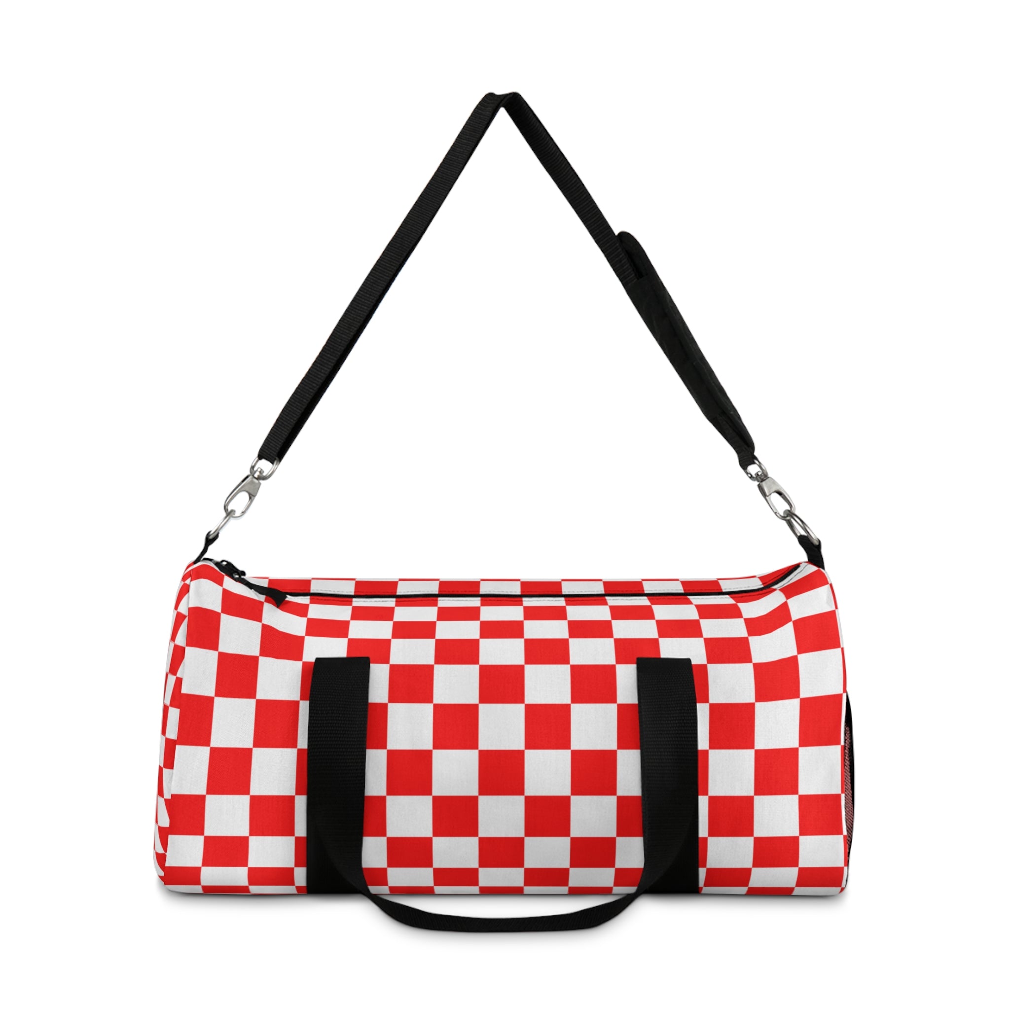 Checkerboard II Red and White Duffel Bag, Artsulli - Art is Long, Life is Short, Bags, , , , , , , 