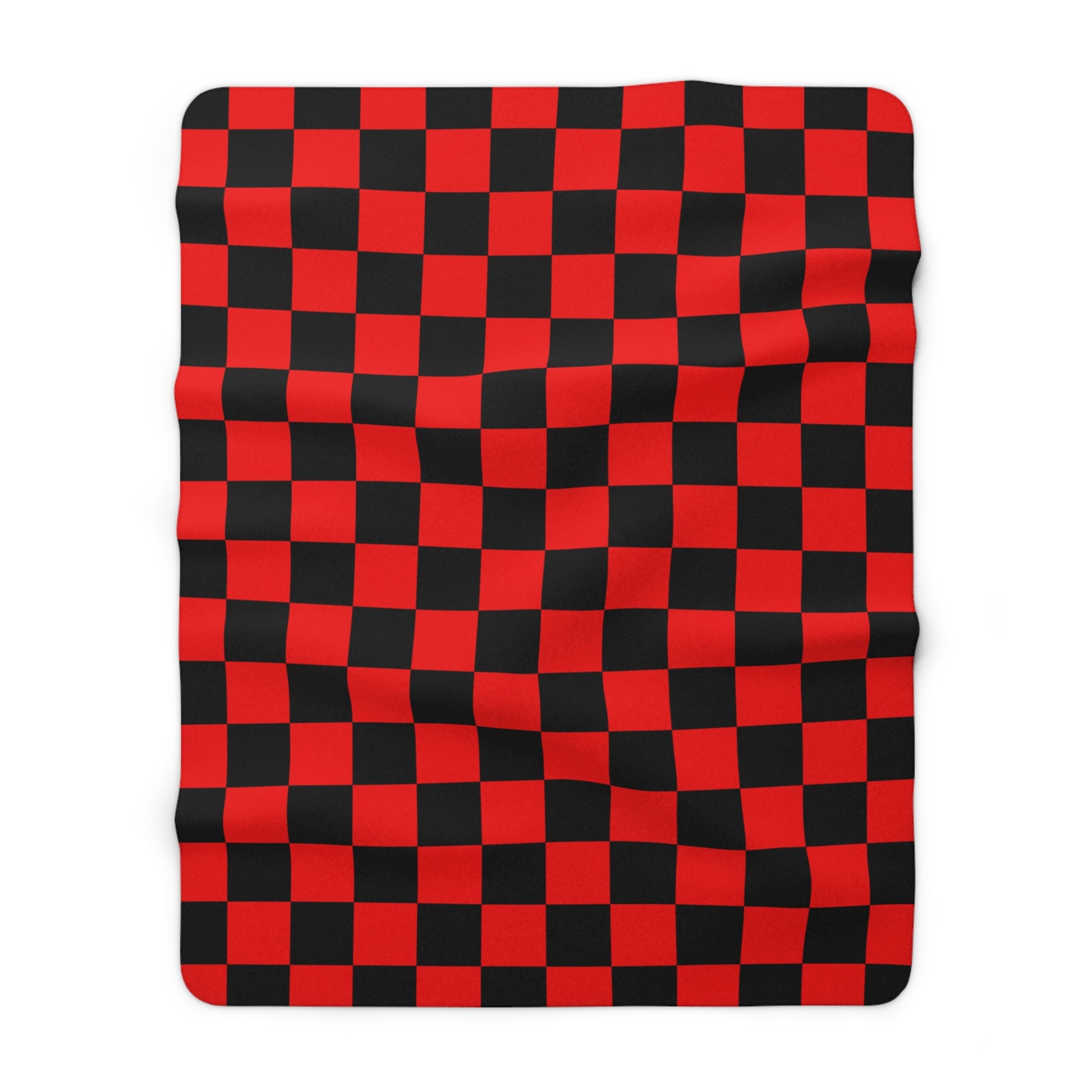 Checkerboard Red and Black Sherpa Fleece Blanket, Artsulli - Art is Long, Life is Short, Home Decor, Size, 60" × 80", , , , , 98062036005939717969