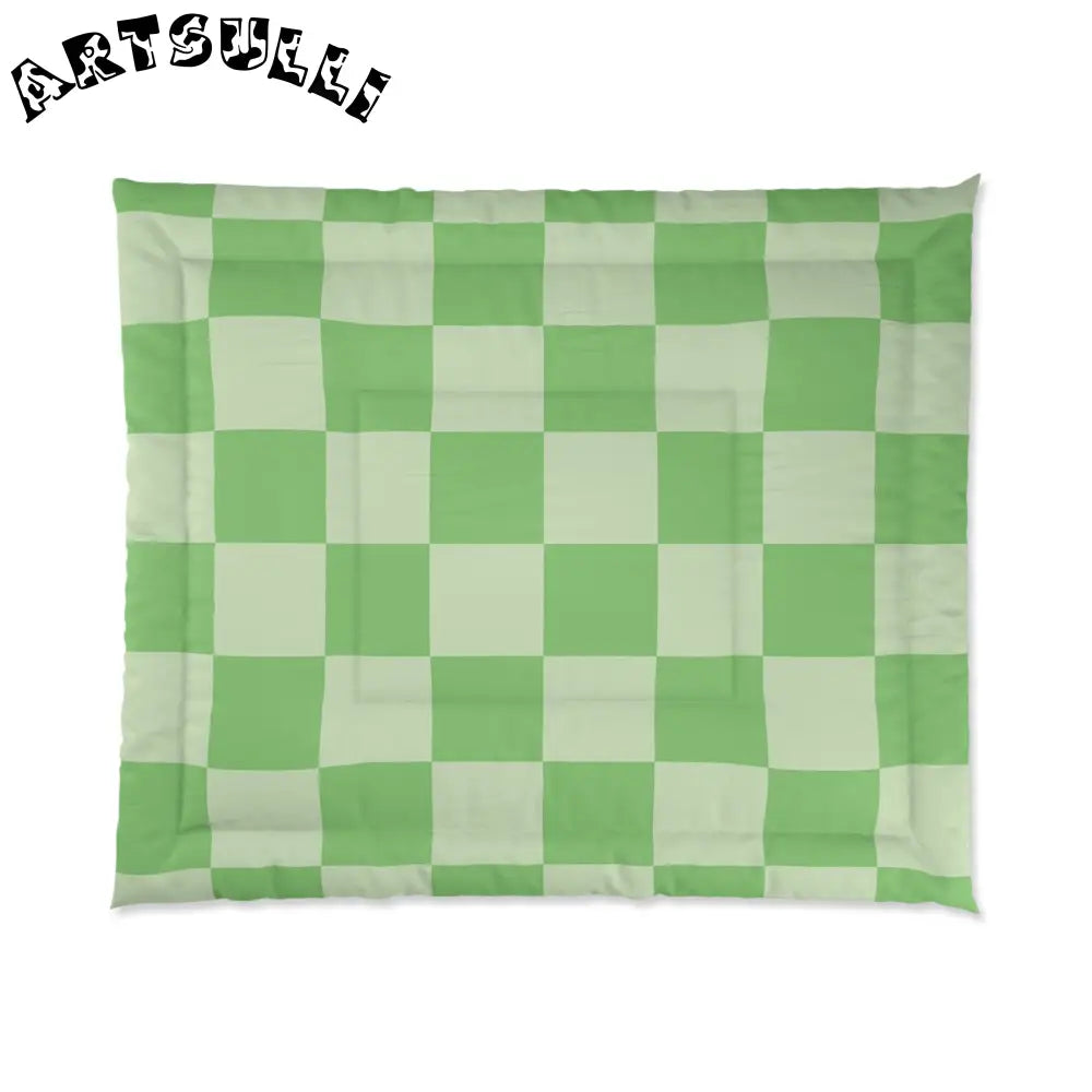 JAKKOUTTHEBXX Checkerboard Green Comforter JAKKOUTTHEBXX Artsulli