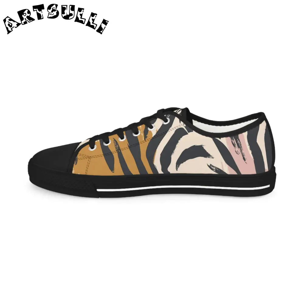 JAKKOUTTHEBXX White Canvas Sneakers with Abstract Zebra Illustration
