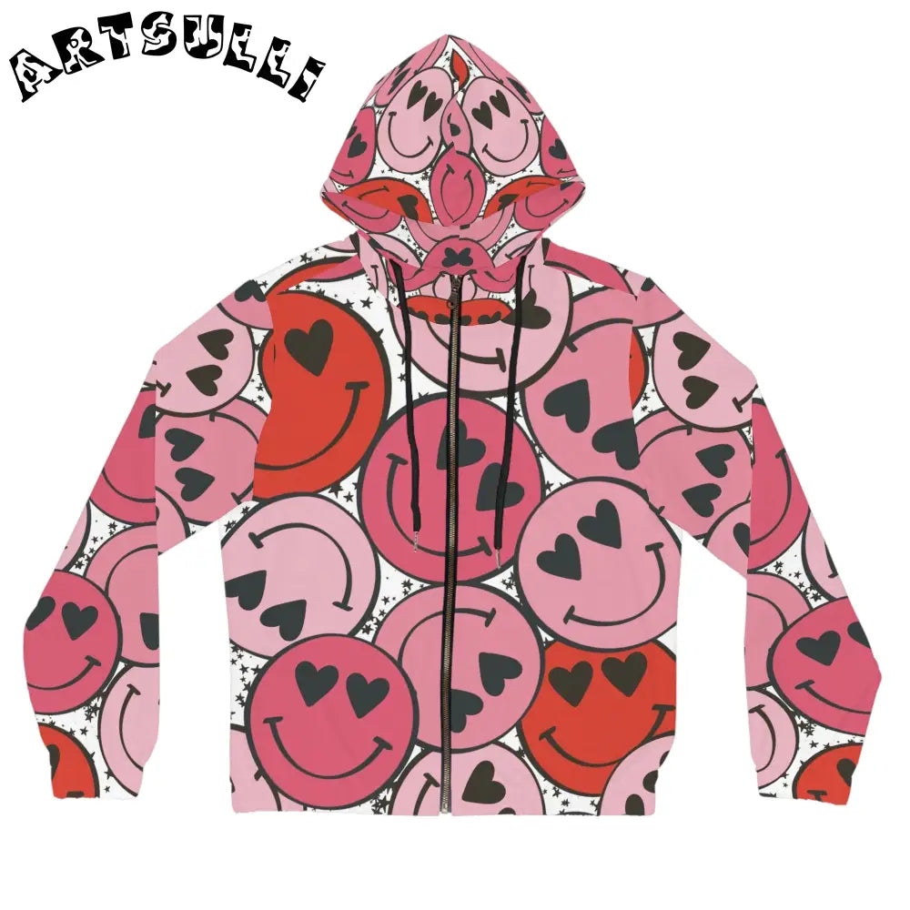 JAKKOUTTHEBXX Smiley Face x Heart Eyes Pink and Red Women’s Full-Zip