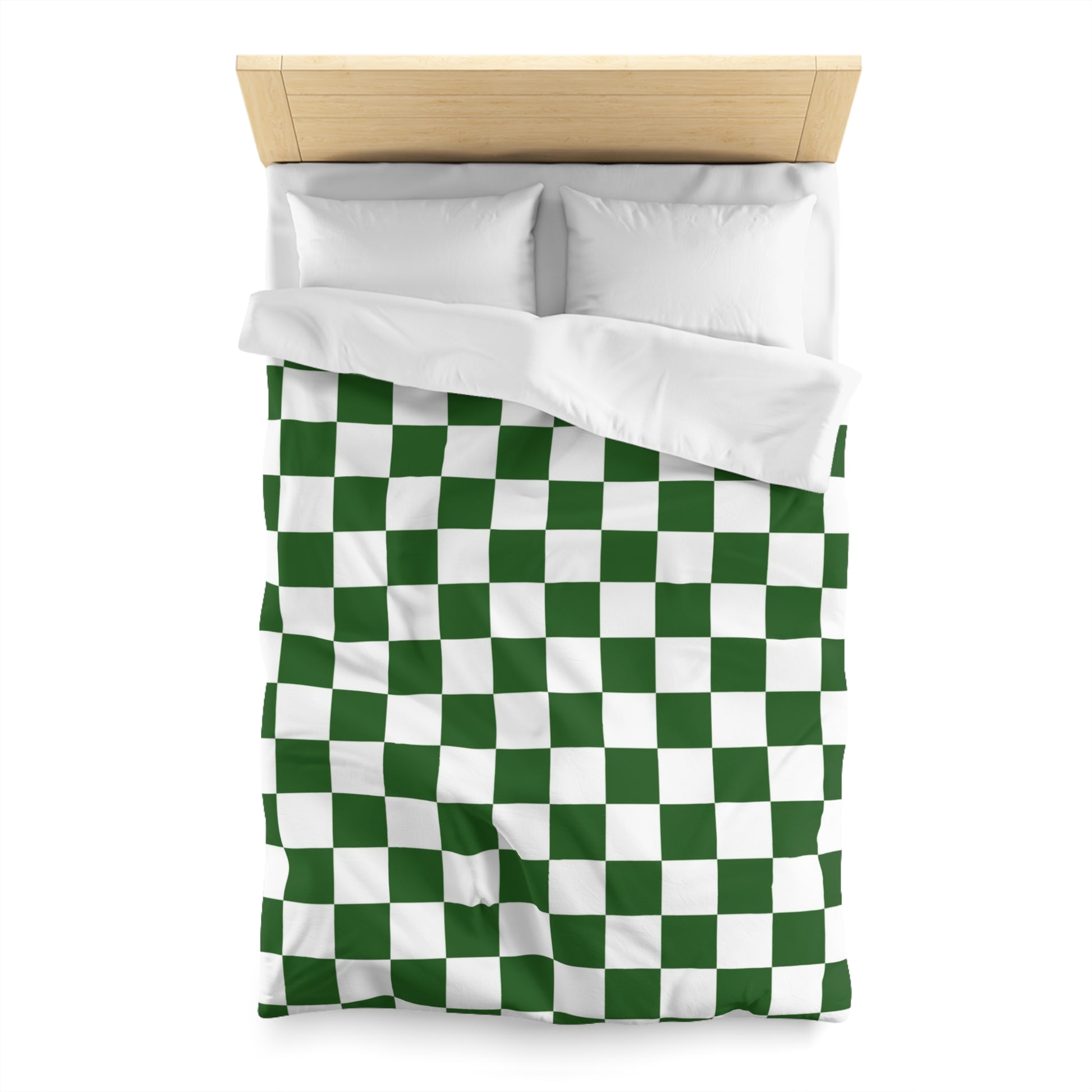 Checkerboard White and Dark Green Microfiber Duvet Cover, Artsulli - Art is Long, Life is Short, Home Decor, , , , , , , 