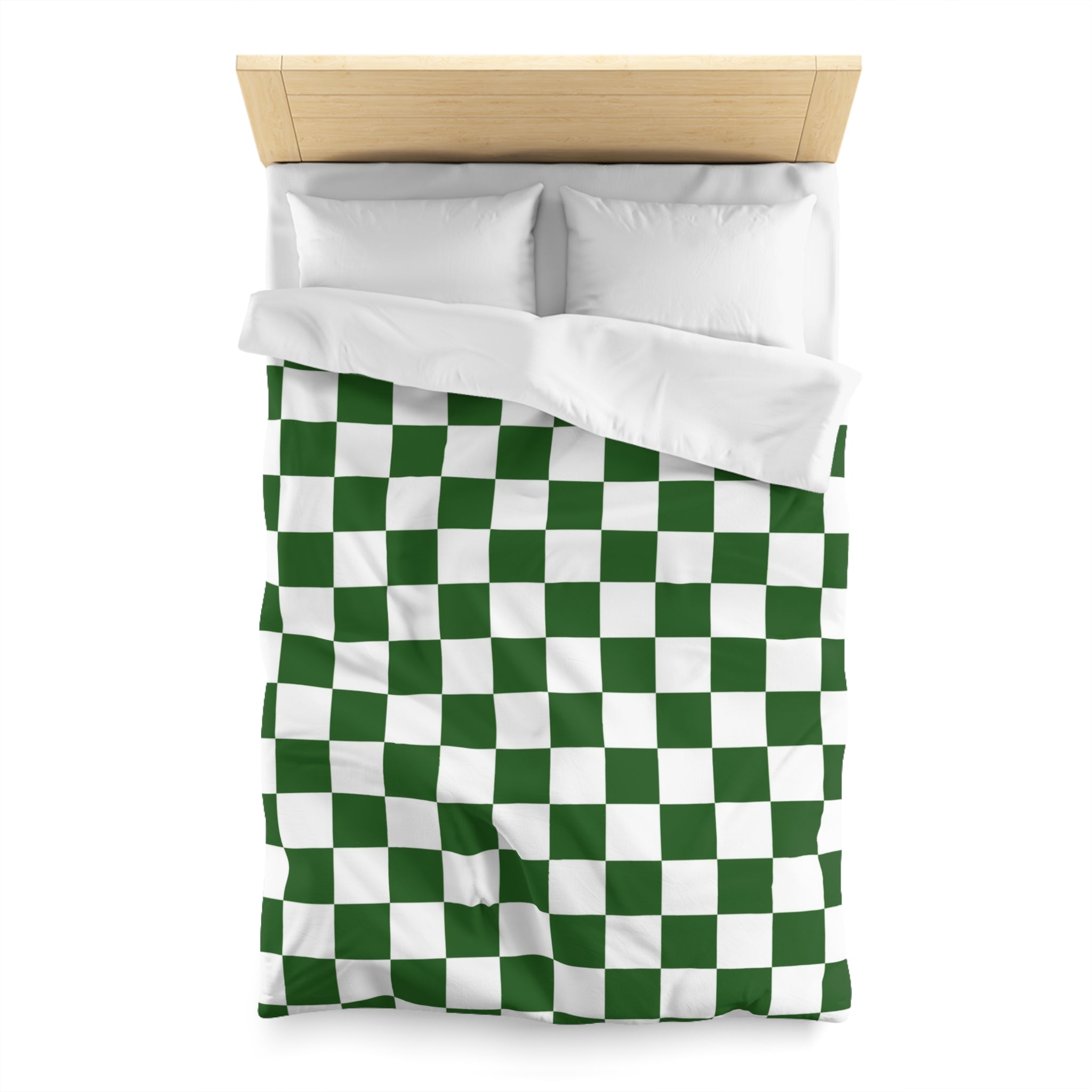Checkerboard White and Dark Green Microfiber Duvet Cover, Artsulli - Art is Long, Life is Short, Home Decor, , , , , , , 