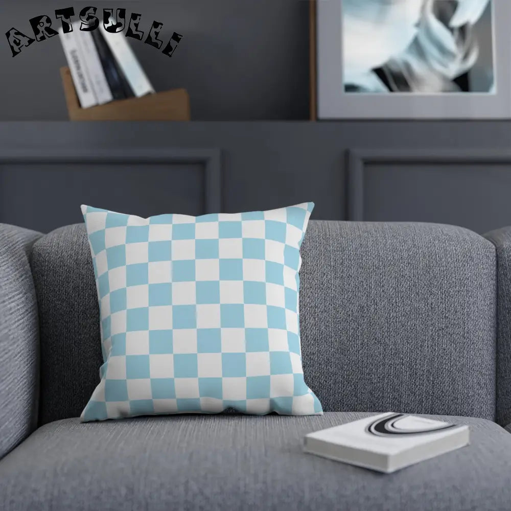 JAKKOUTTHEBXX Checkerboard Sky Blue Cushion JAKKOUTTHEBXX Artsulli