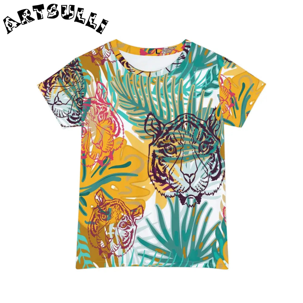 JAKKOUTTHEBXX Tropical Jungle Tigers Brown and Green Women’s Short