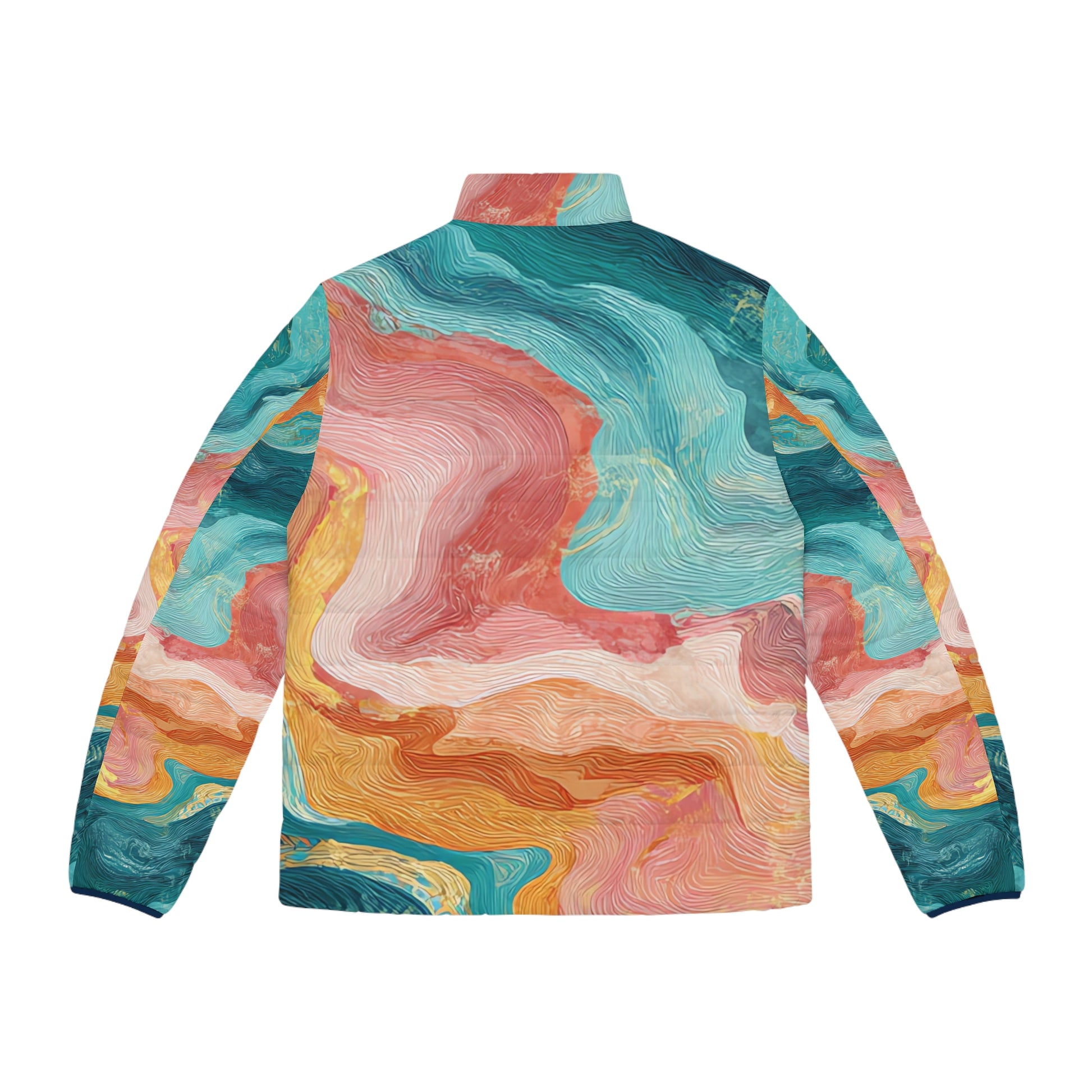 Liquid Marble Spill Men's Puffer Jacket (AOP), Artsulli - Art is Long, Life is Short, All Over Prints, , , , , , , 