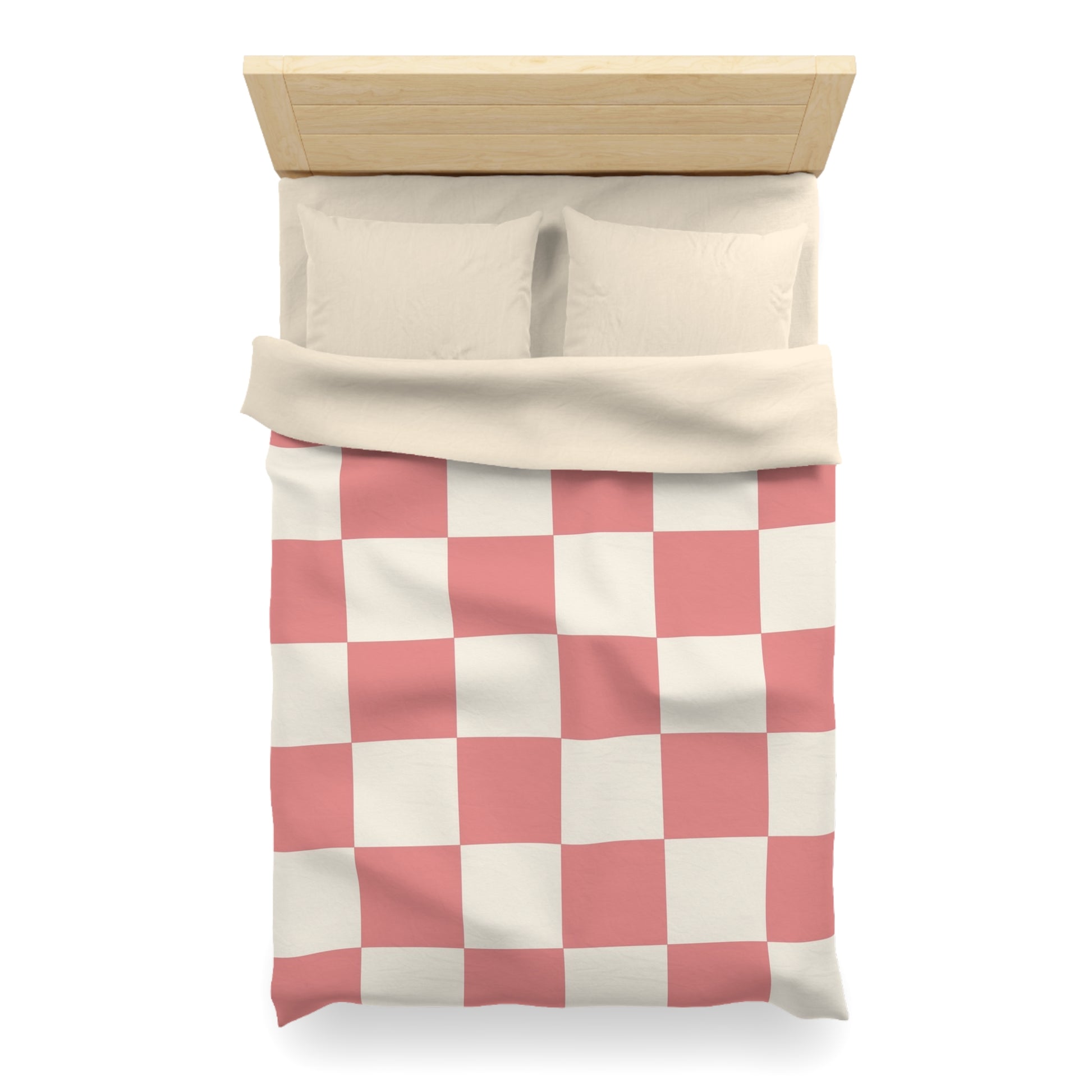 Retro Checkered Grassland Sprites Microfiber Duvet Cover, Artsulli - Art is Long, Life is Short, Home Decor, , , , , , , 