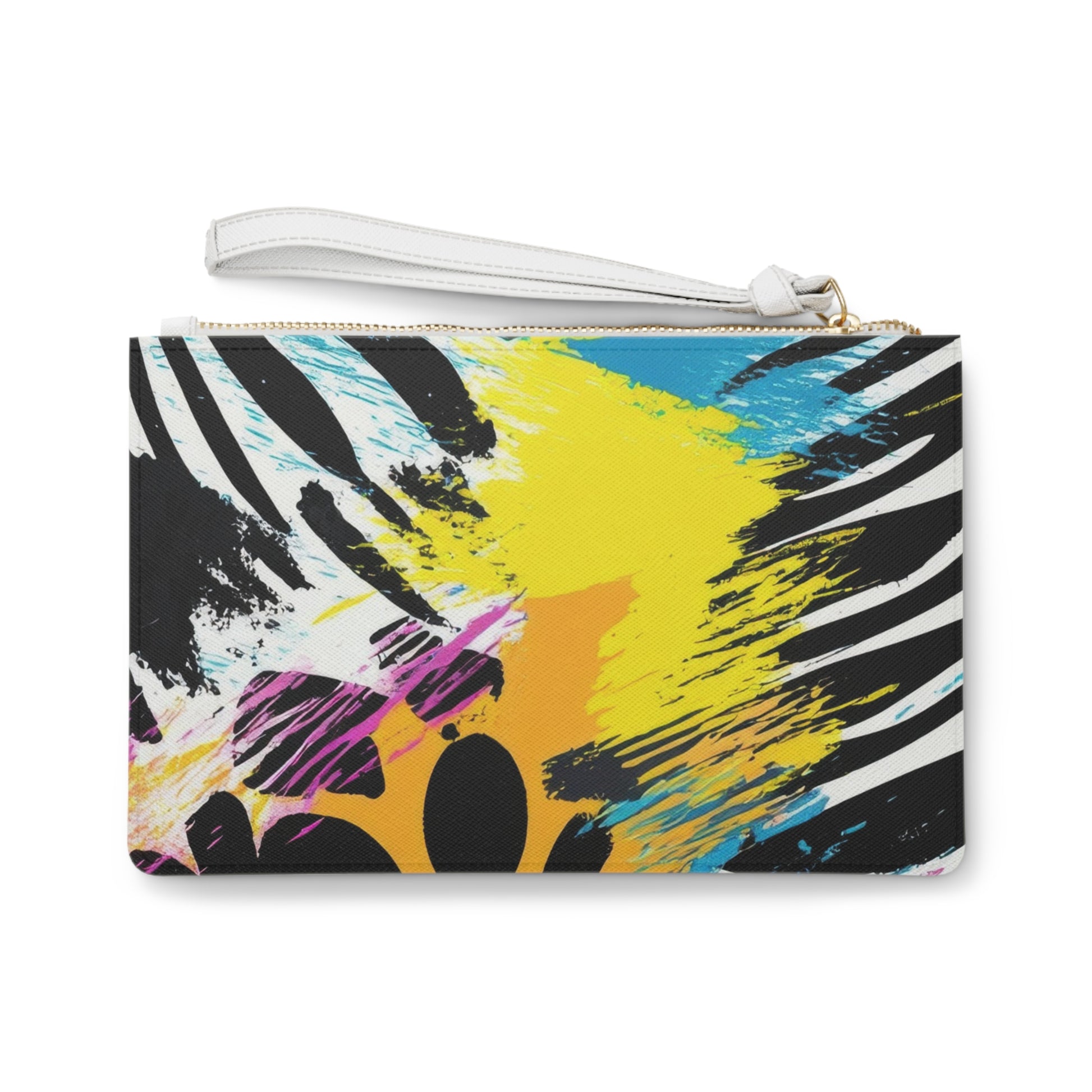 Zebra Stripes x Leopard Print x Paint Splatter Multi-Color Clutch Bag, Artsulli - Art is Long, Life is Short, Bags, , , , , , , 
