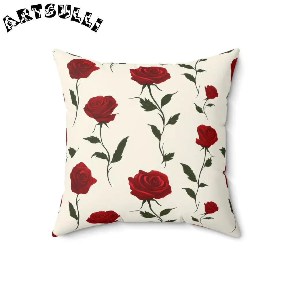 JAKKOUTTHEBXX Red Roses Spun Polyester Square Pillow JAKKOUTTHEBXX