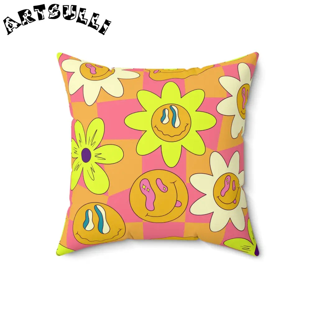 JAKKOUTTHEBXX Trippy Sour Face Rave Spun Polyester Square Pillow