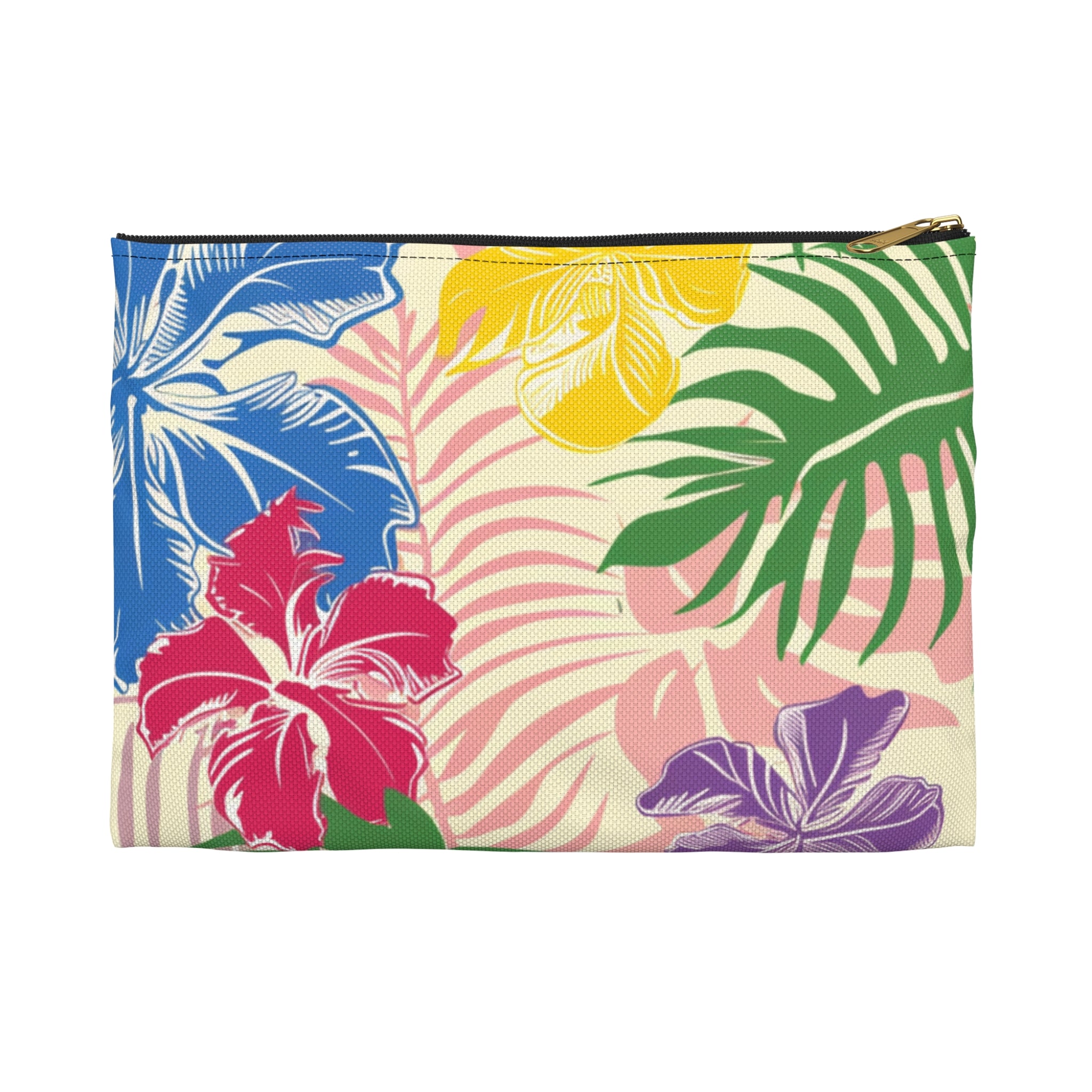 Blooming Tropical Flowers  Accessory Pouch, Artsulli - Art is Long, Life is Short, Bags, Size, Small, Color, Black zipper, , , 29238850064155437443