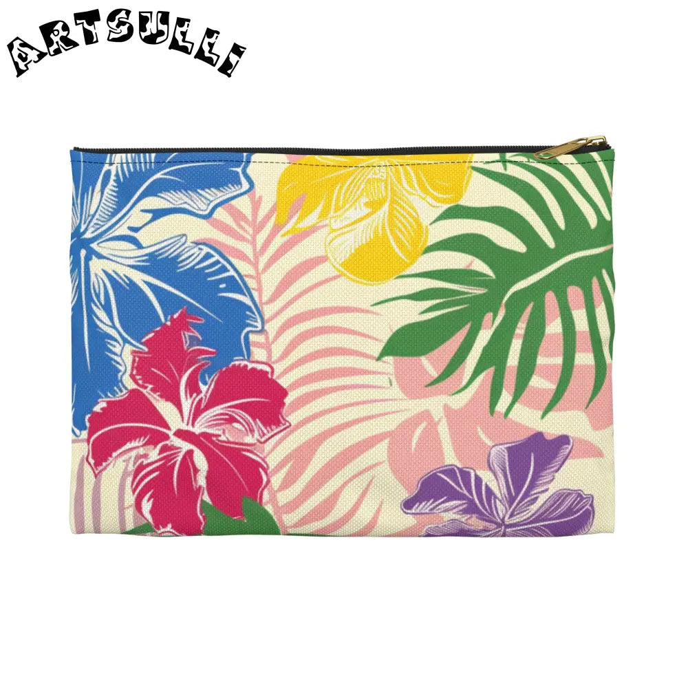 Blooming Tropical Flowers  Accessory Pouch, Artsulli - Art is Long, Life is Short, Bags, Size, Small, Color, Black zipper, , , 29238850064155437443