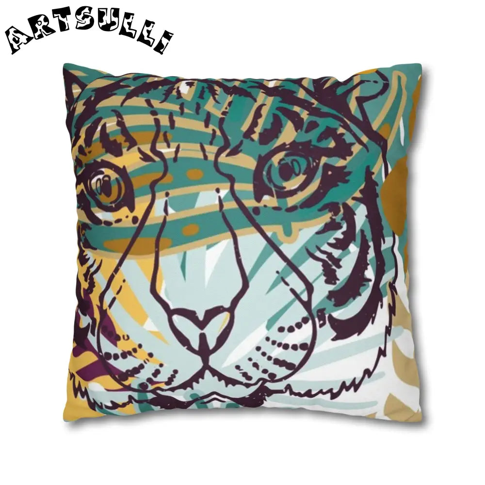 JAKKOUTTHEBXX Tropical Jungle Tigers Brown and Green Spun Polyester