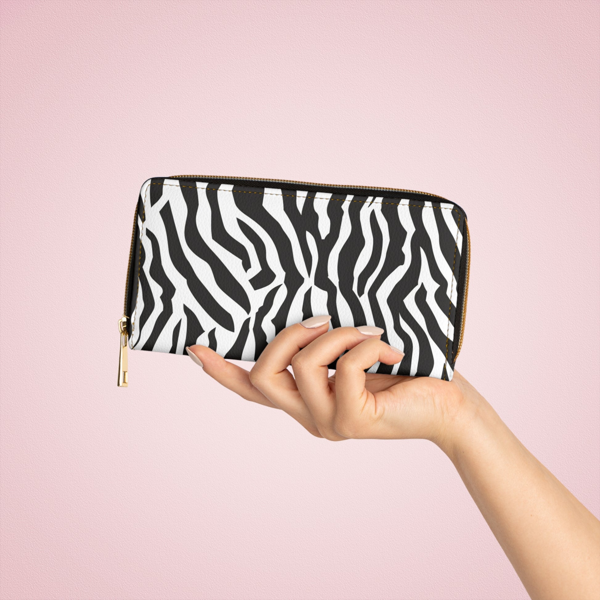 Black  White Drag Zebra Fabric Zipper Wallet, Artsulli - Art is Long, Life is Short, Accessories, , , , , , , 