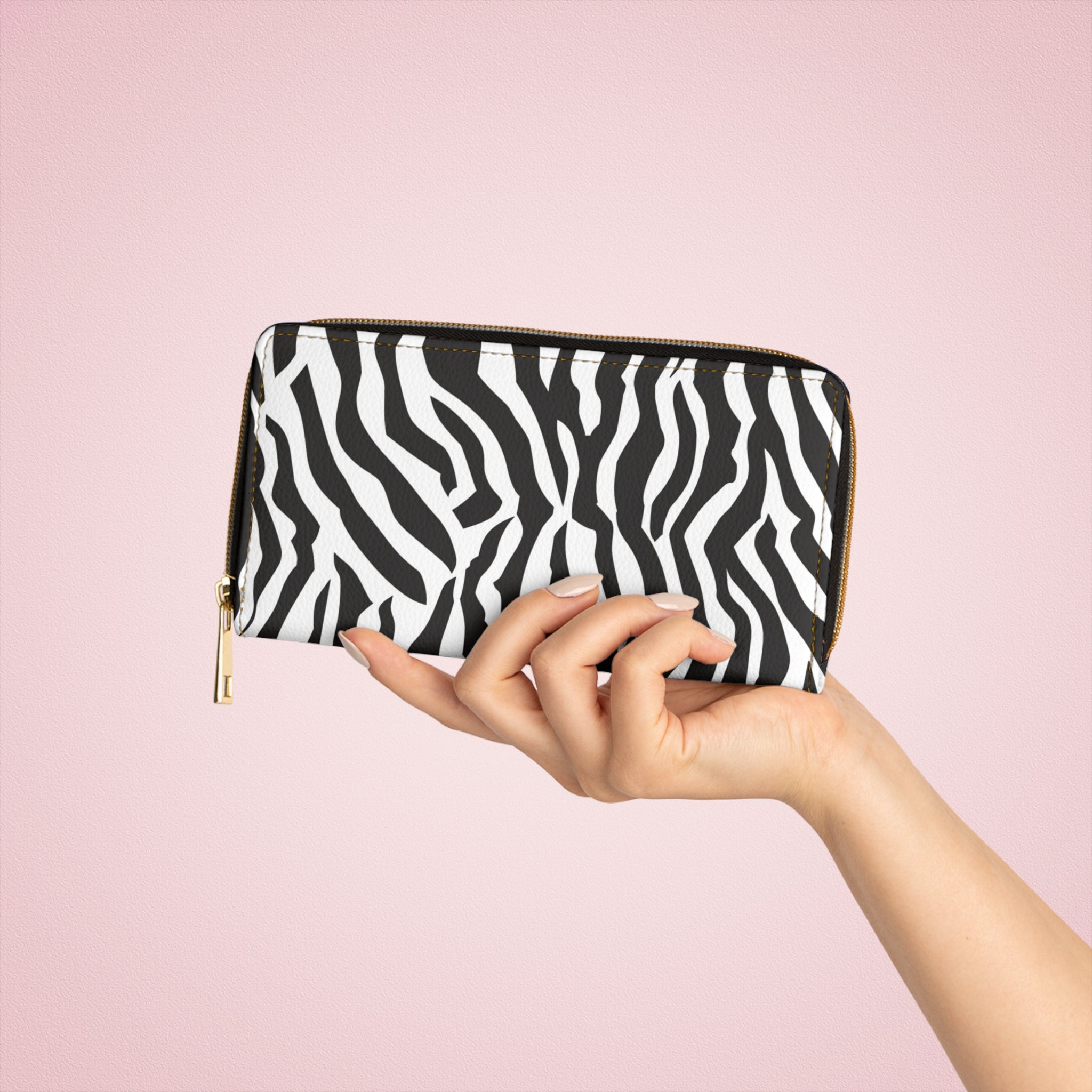 Black  White Drag Zebra Fabric Zipper Wallet, Artsulli - Art is Long, Life is Short, Accessories, , , , , , , 