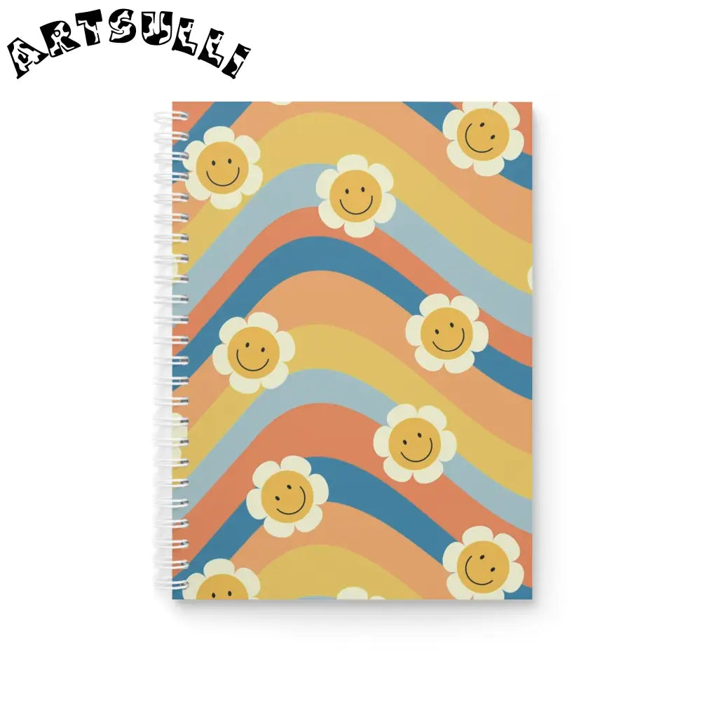 70s Smiley Wave Spiral Notebook, Artsulli - Art is Long, Life is Short, Paper products, Size, One Size, , , , , 11545605962307